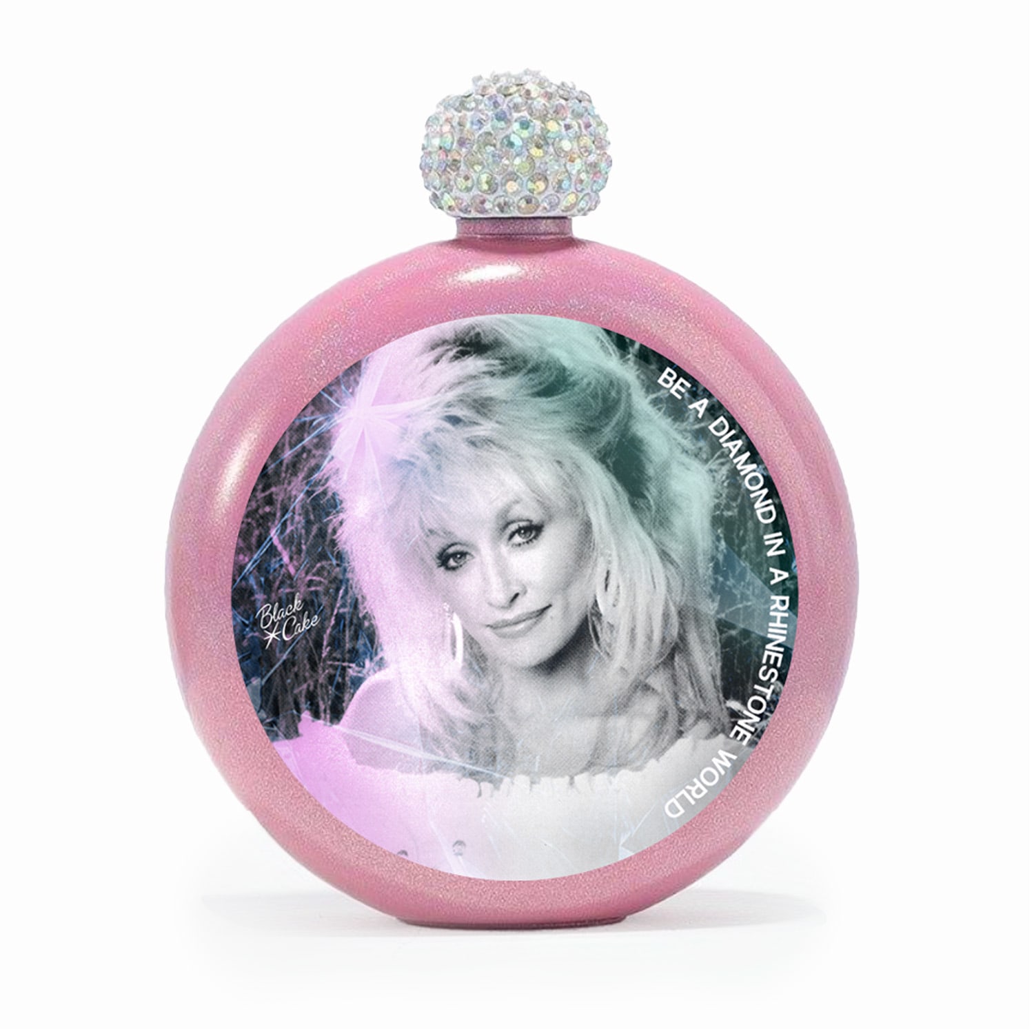 Black Cake Limited Edition Festival Dolly Parton Tribute Glitter Retro Pink Spirit Flask In Pink