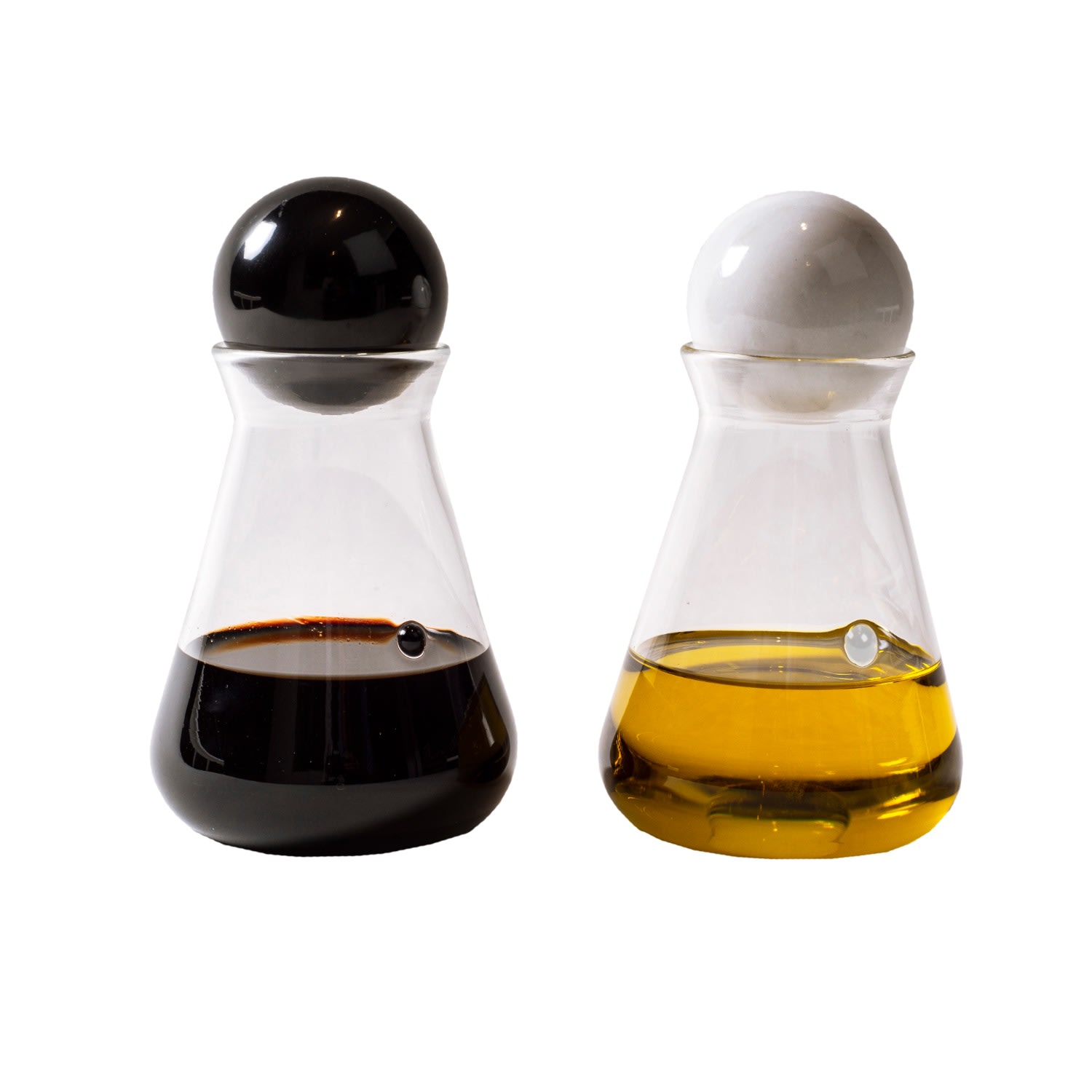 And Jacob White Oil And Vinegar Containers With Marble And Lava Stone Lid In White