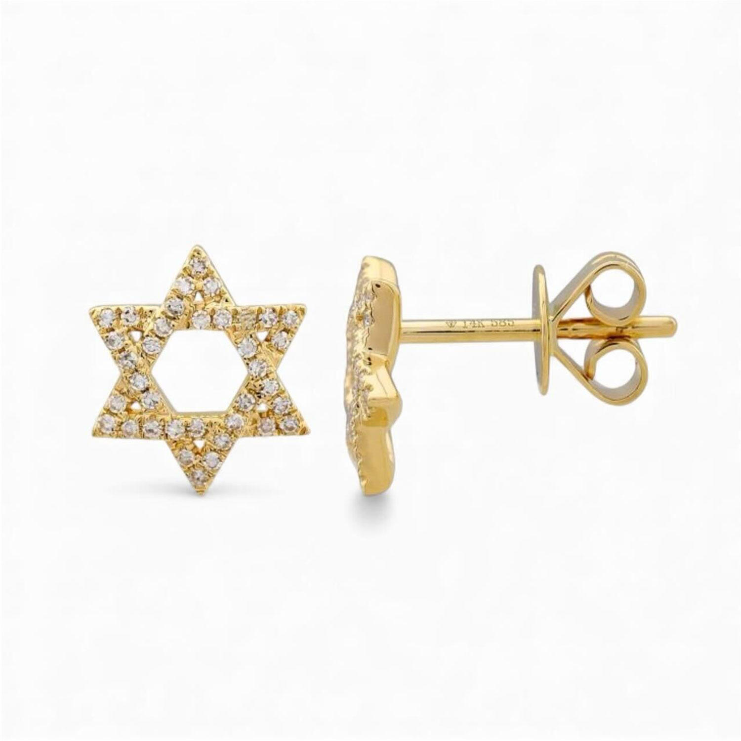 Neshi Designs Women's Yellow Star Of David Diamond Stud Earrings In Gold