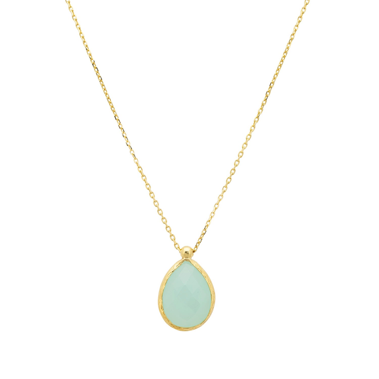 Women’s Green / Blue / Gold Petite Drop Necklace Gold Aqua Chalcedony Latelita