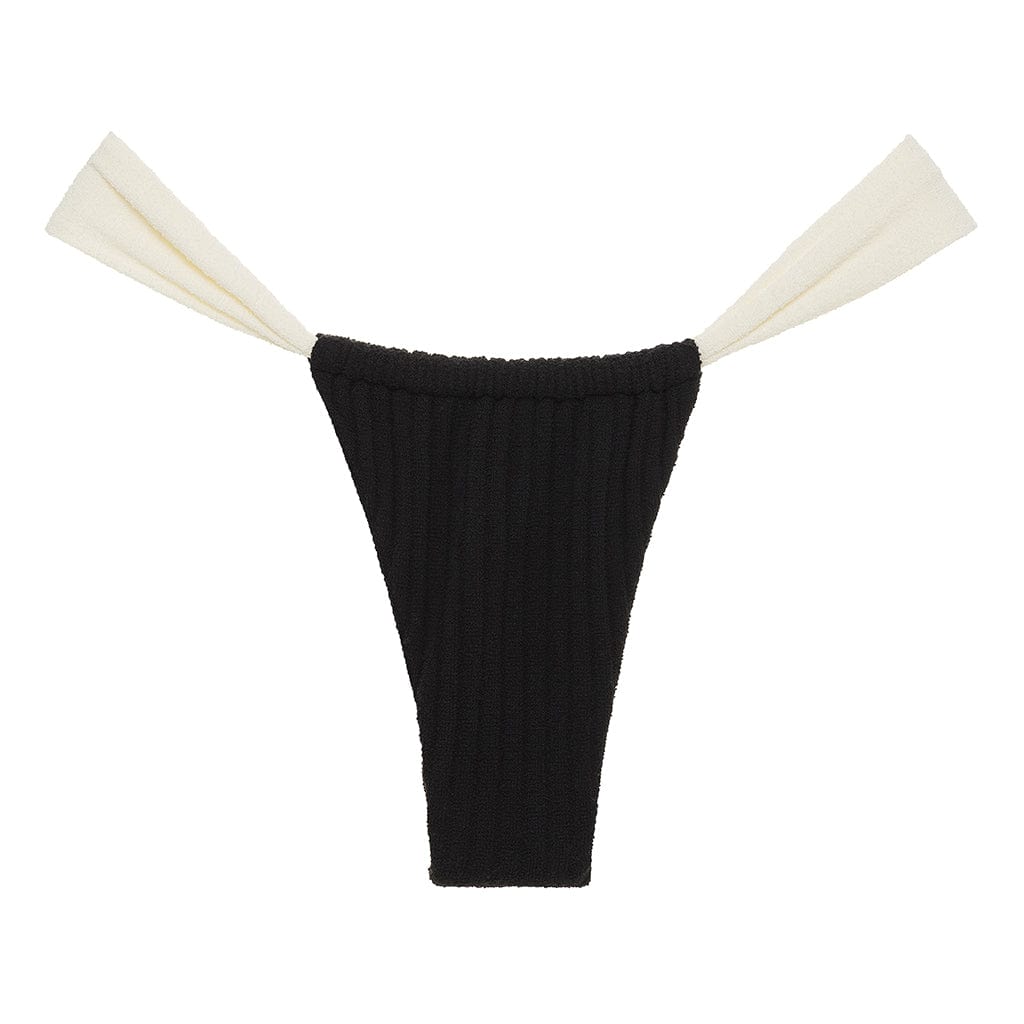 Montce Swim Women's Black Cream Binded Terry Rib Sandra Bikini Bottom In Black