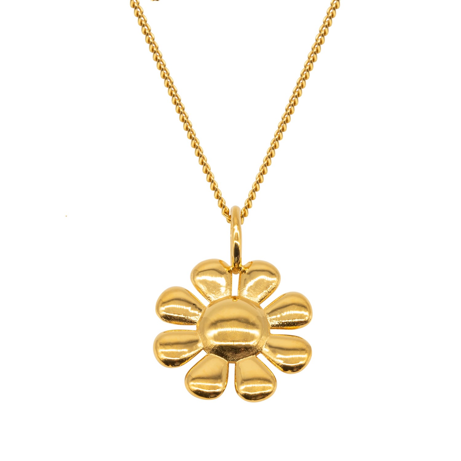 Women’s Daisy Flower Charm Gold Plated Large Necklace Katie Mullally