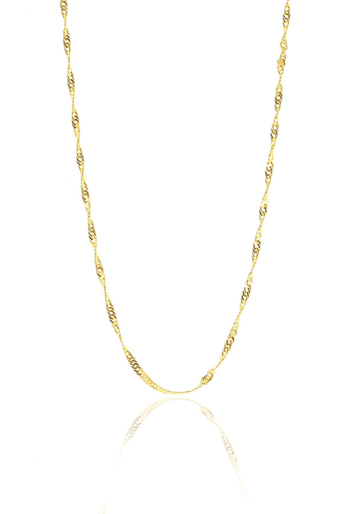 Women’s Gold Twisted Curb Singapore Sterling Silver Chain Adjustable Size Spero London