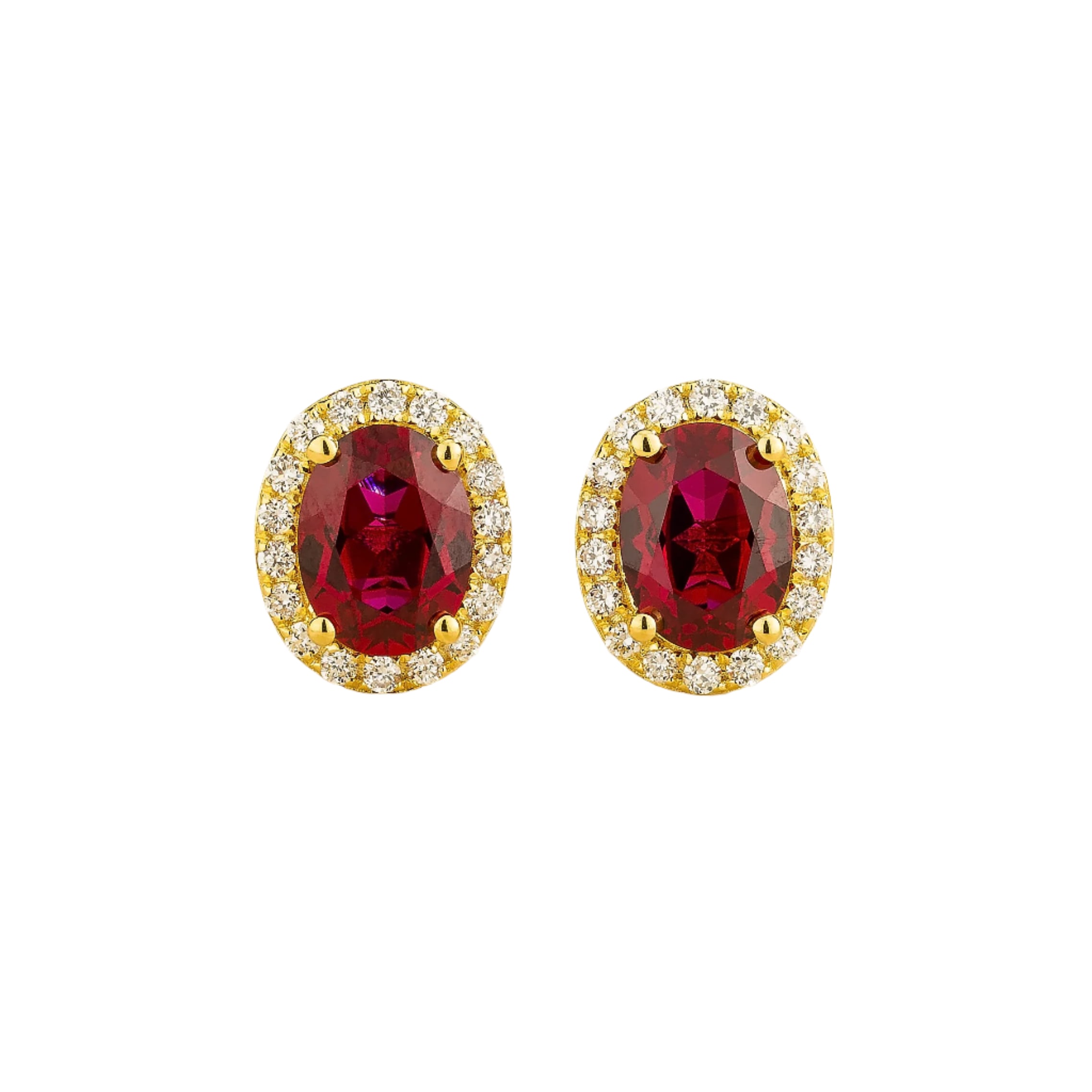 Juvetti Women's White / Red / Gold Mina Gold Earrings Ruby & Diamond
