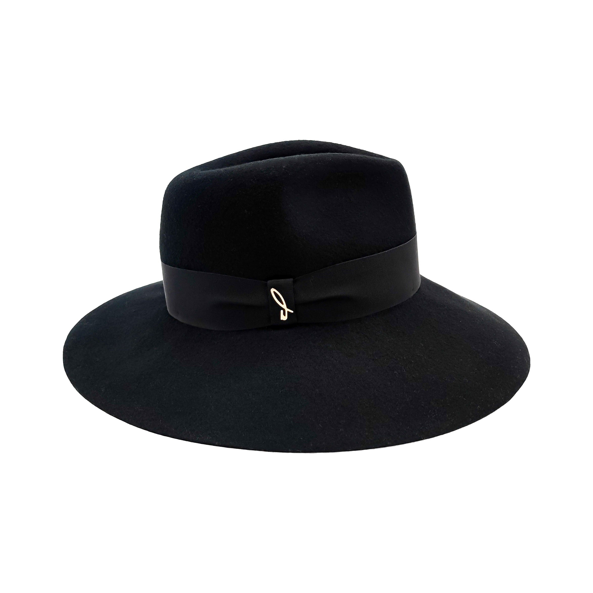 Doria 1905 Women's Black Wool Felt Wide Brim Drop Hat In Black
