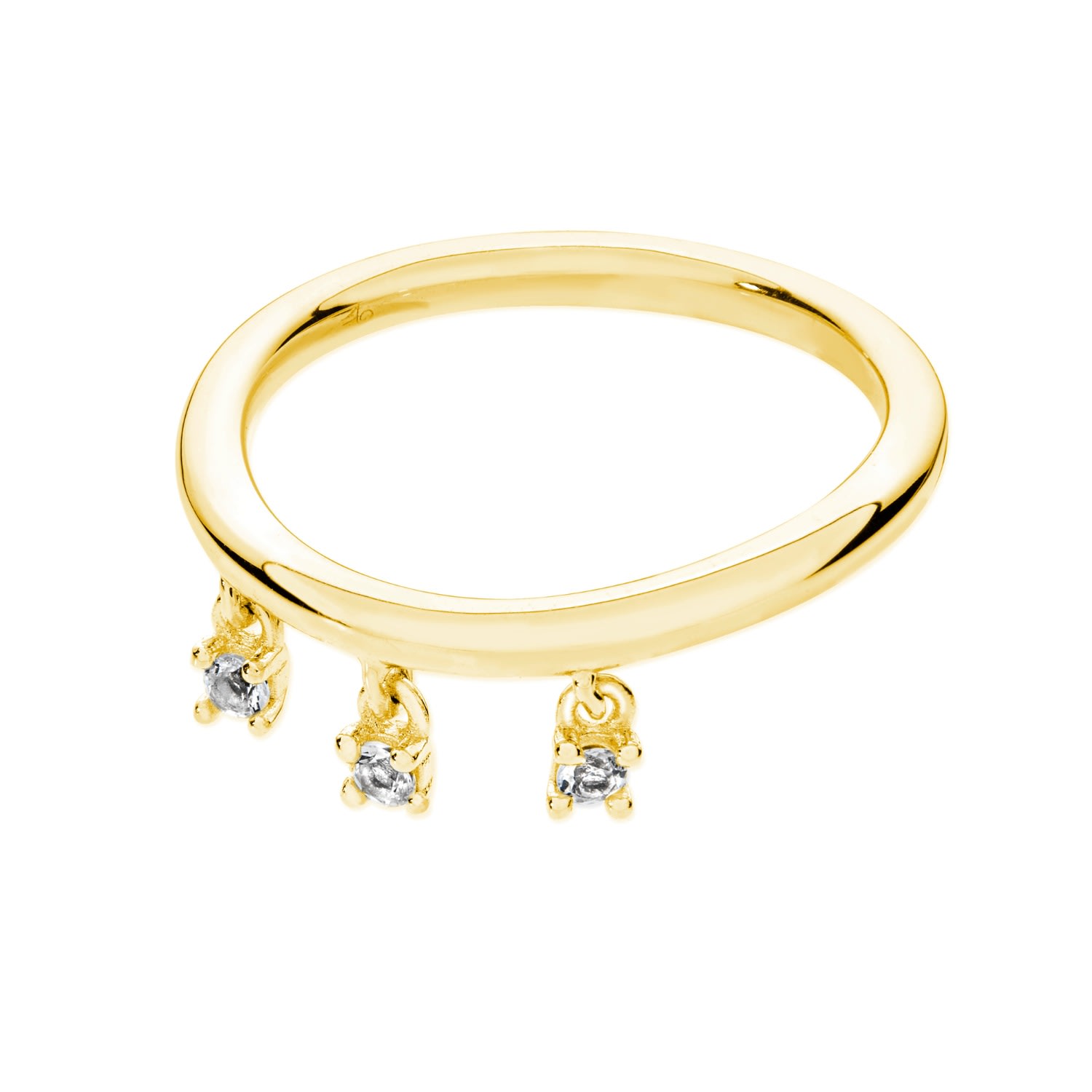 Lucy Quartermaine Women's Tri Skinny Drip Ring With White Topaz In Gold Vermeil