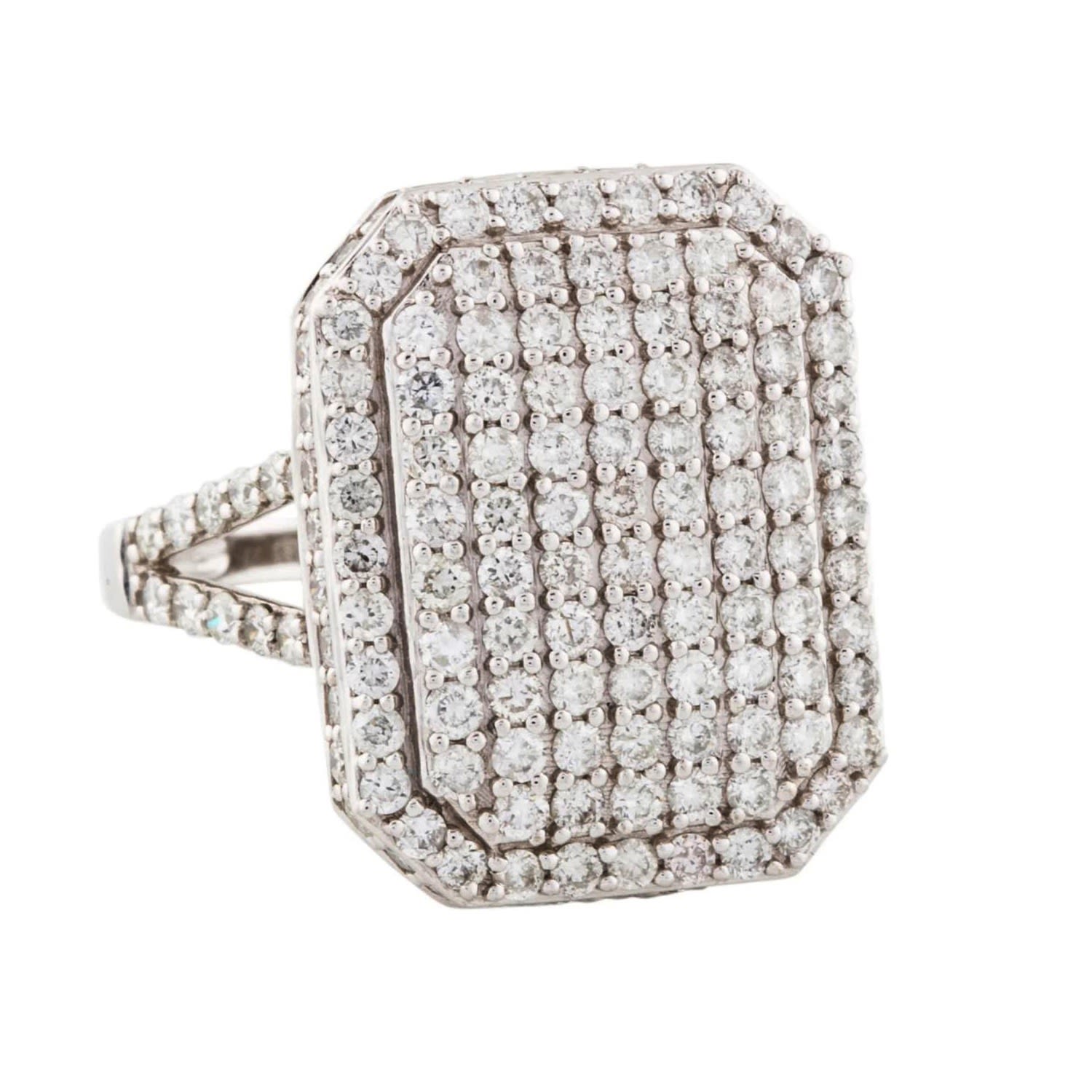 Artisan Women's Modern Square Natural Diamond Ring In 14k White Gold In Silver