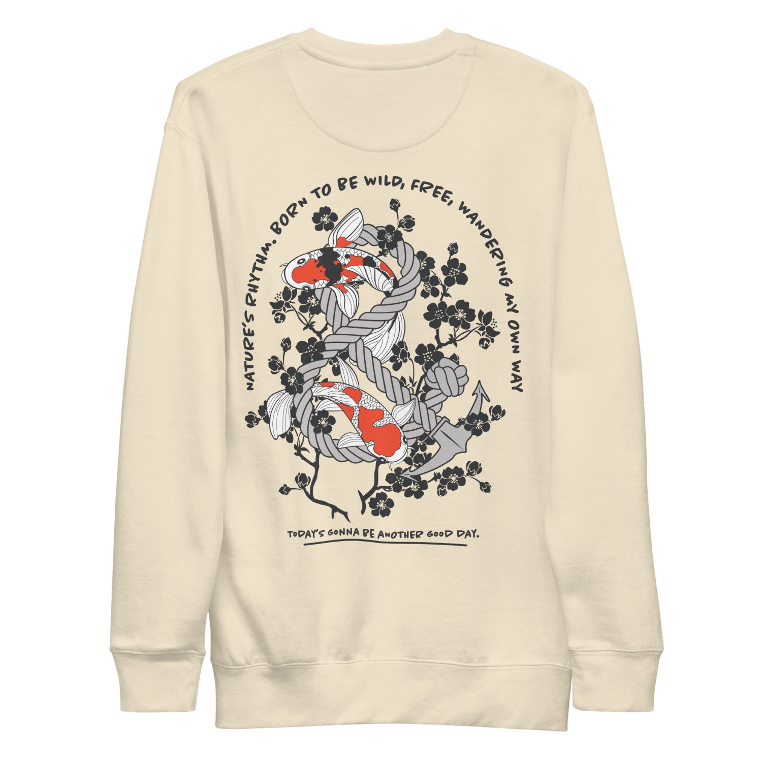Anchor & Crew Neutrals Bone Koi Fish Another Good Day Cotton Blend Sweatshirt - Women In White