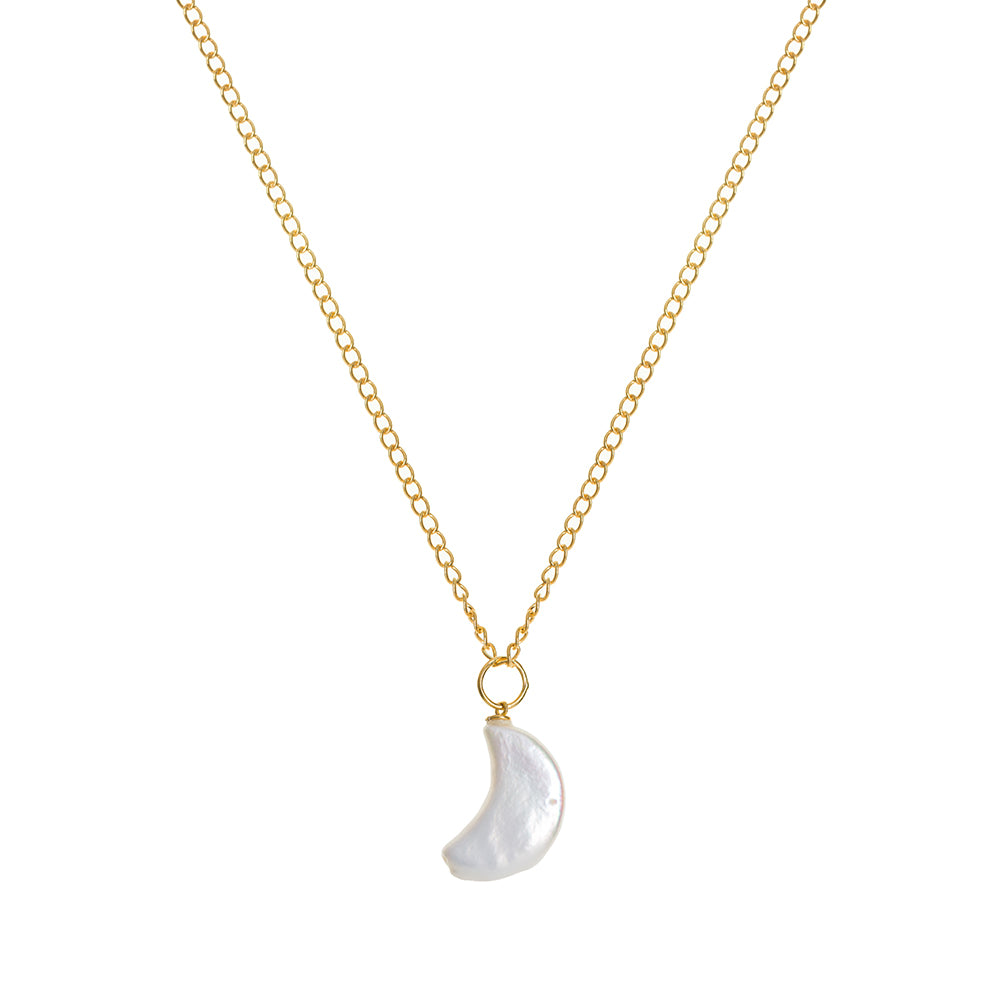 Women’s Moon Pearl Necklace 22Ct Gold Vermeil Freya Rose