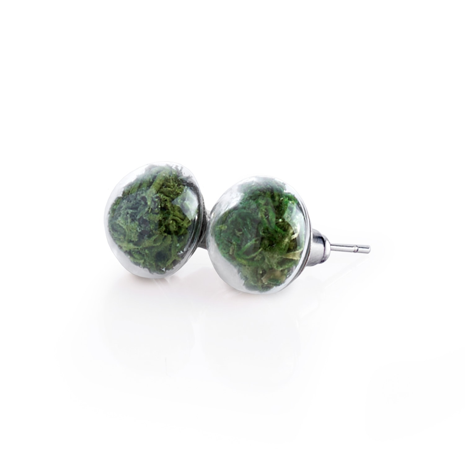 My Little Nature Women's Stud Earrings With Natural Green Moss - Forest Energy