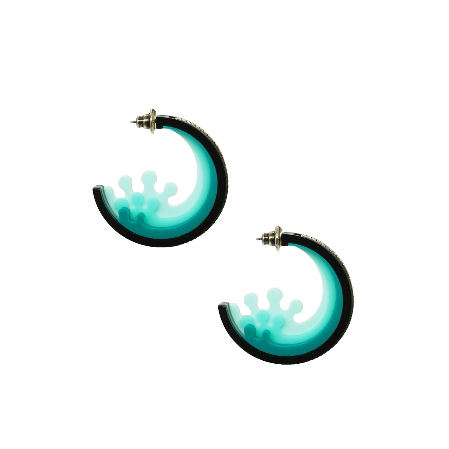Gissa Bicalho Women's Handmade Acrylic Earring Hoops Waves Green In Neutral