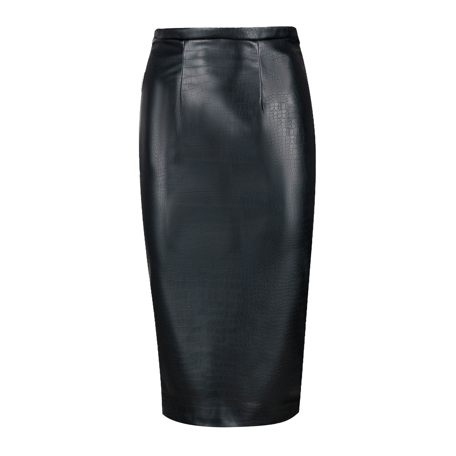 Women’s Black Faux Croc Leather High Waist Pencil Skirt Medium Conquista