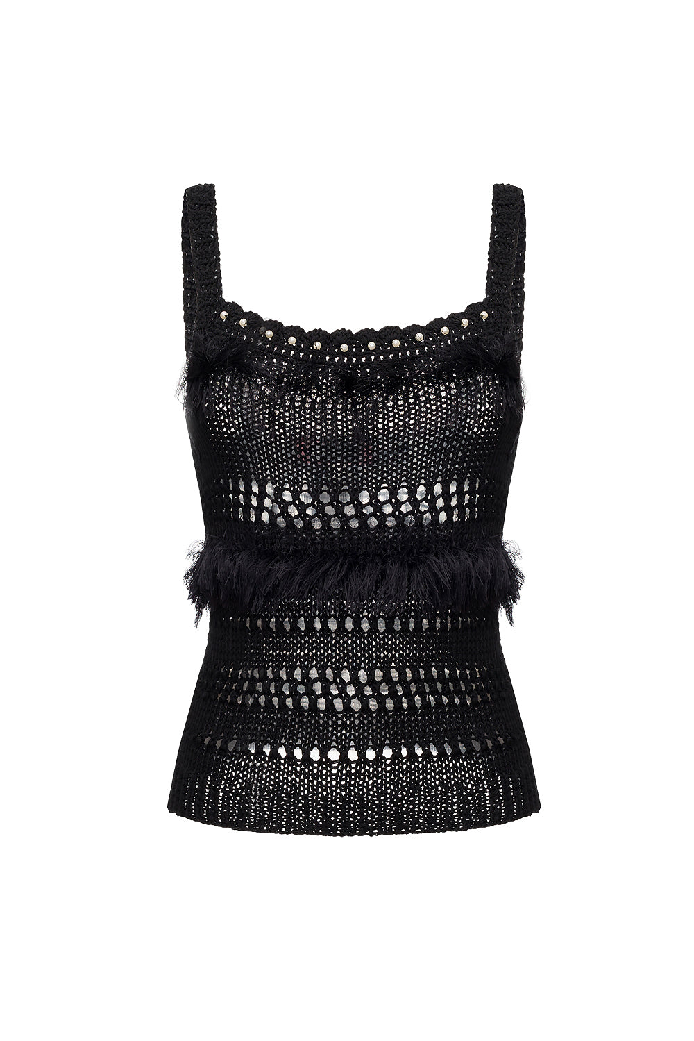 Andreeva Black Handmade Knit Top In Black