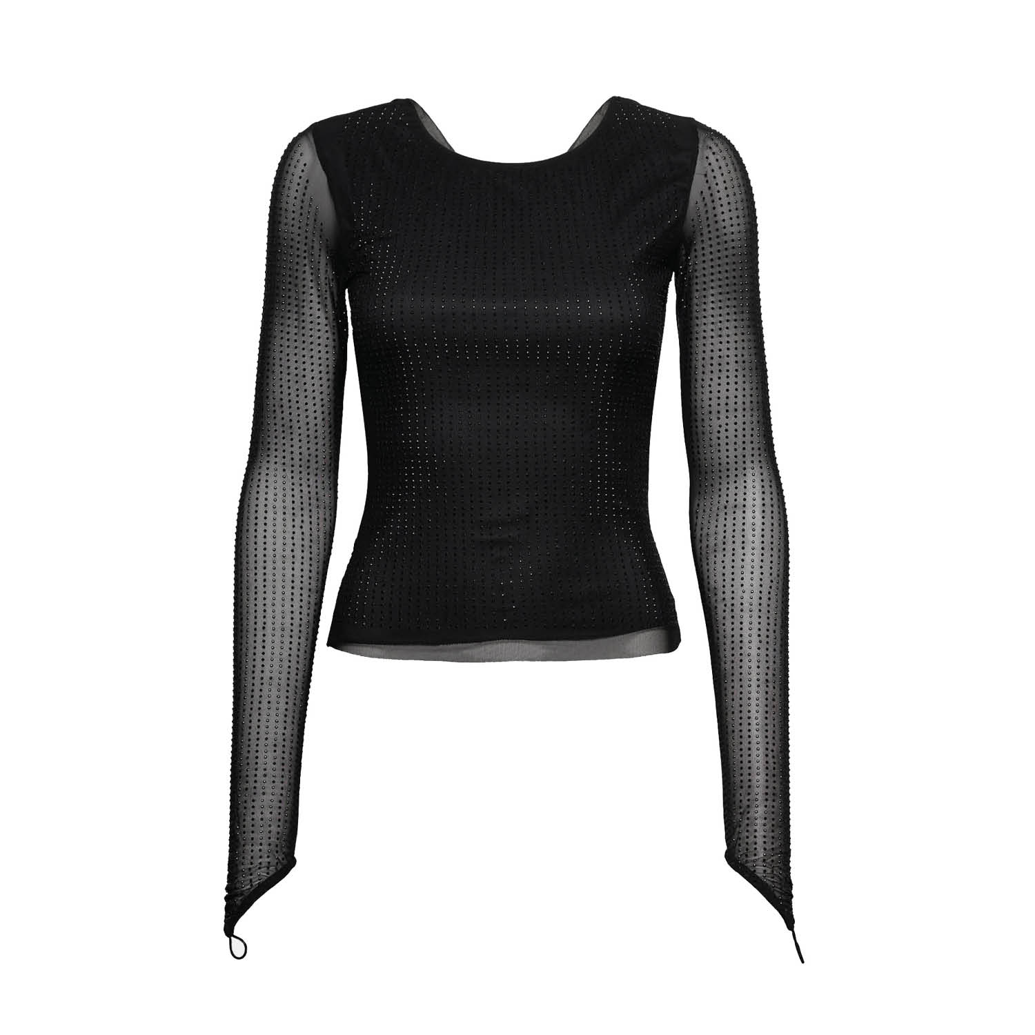 Ow Collection Mesha Rhinestone Blouse In Black