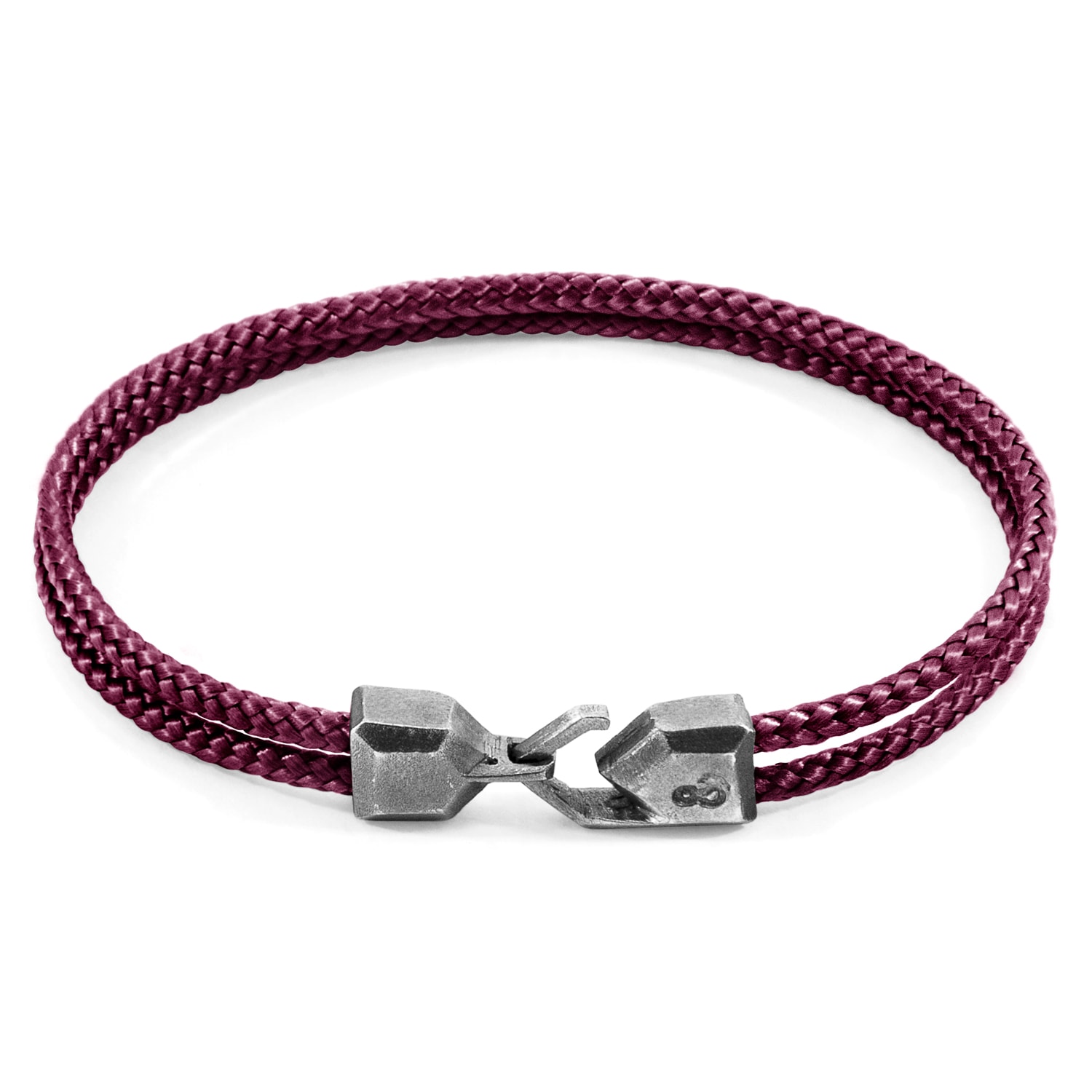 Anchor & Crew Men's Aubergine Purple Cromer Silver & Rope Bracelet In Purple