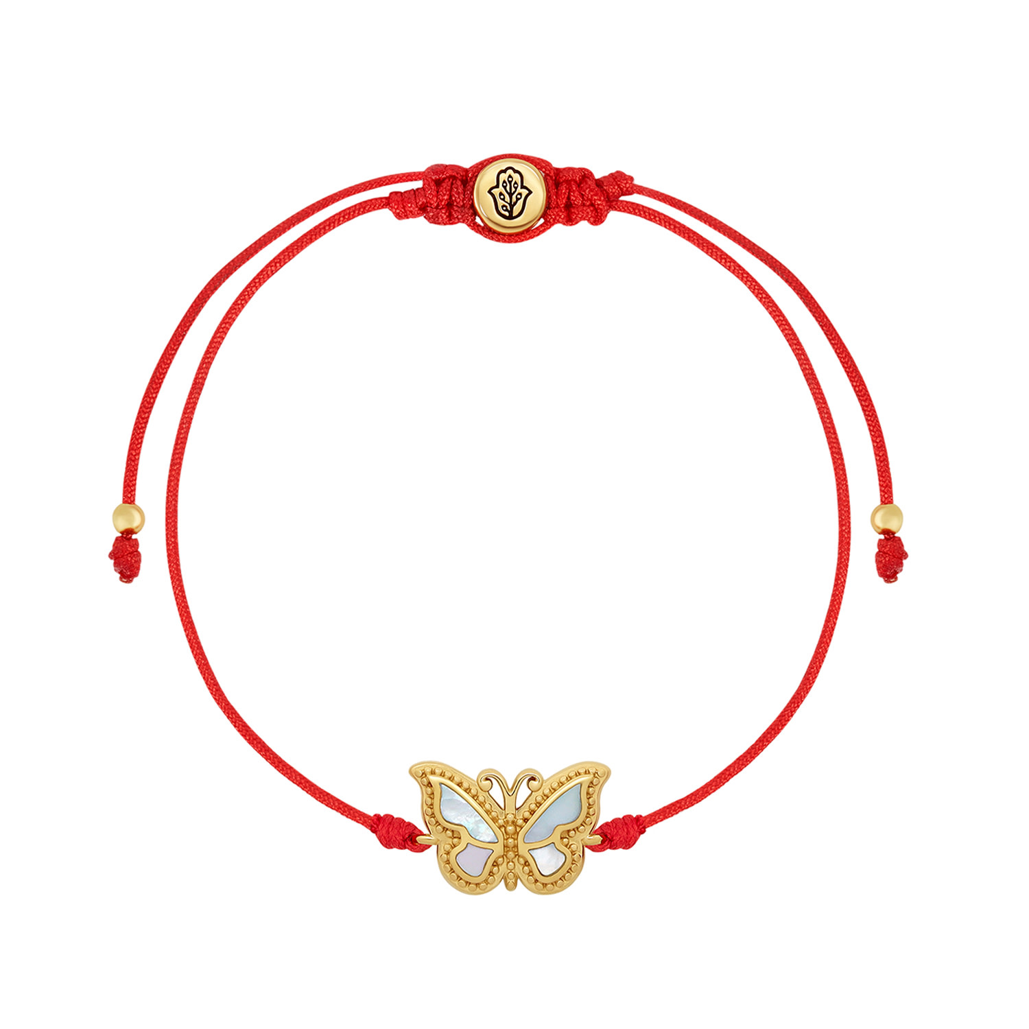 Karma And Luck Women's Red / White Transcendent Guide Mother Of Pearl Butterfly Red String Bracelet In Multi