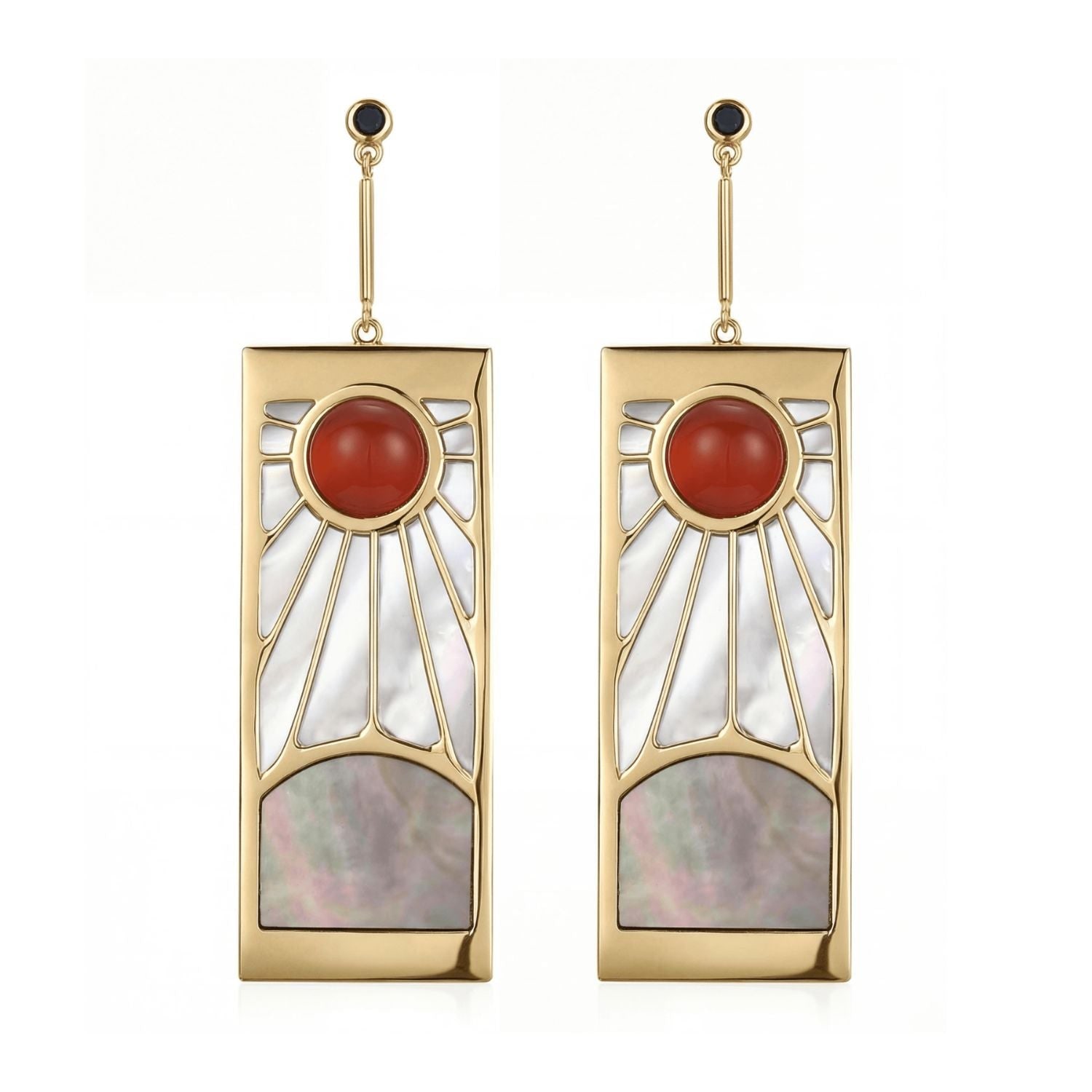 Azura Jewelry New York Women's Demon Slayer Hanafuda Earrings Yellow Gold Vermeil