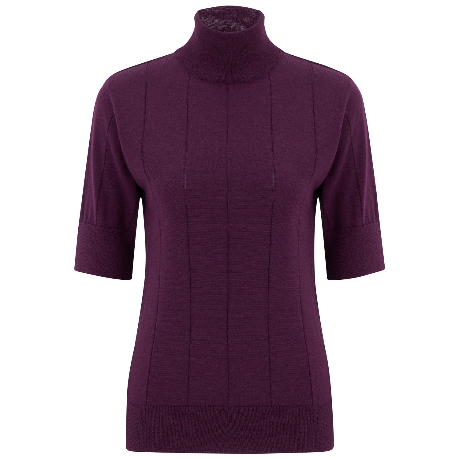 Women’s Pink / Purple High Neck Short Sleeve Knitwear Fine Blouse Purple Melange Small Peraluna