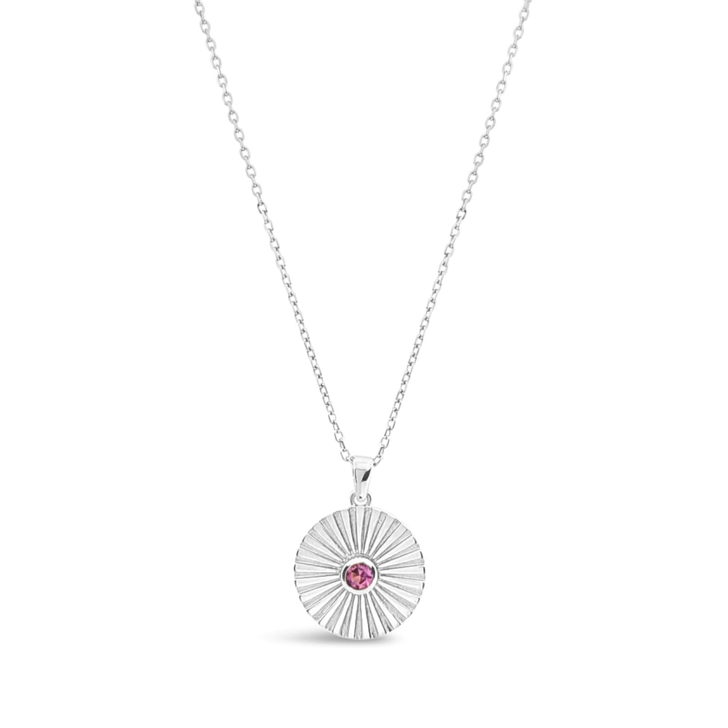 Lutiro Women's Pink / Purple Medallion Pendant-pink Cz