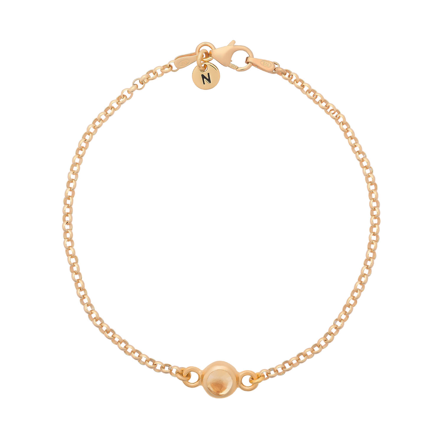 Nellou Jewellery Women's Yellow Citrine Birthstone Gem Dot Bracelet Gold Plated Sterling Silver - November In Yellow