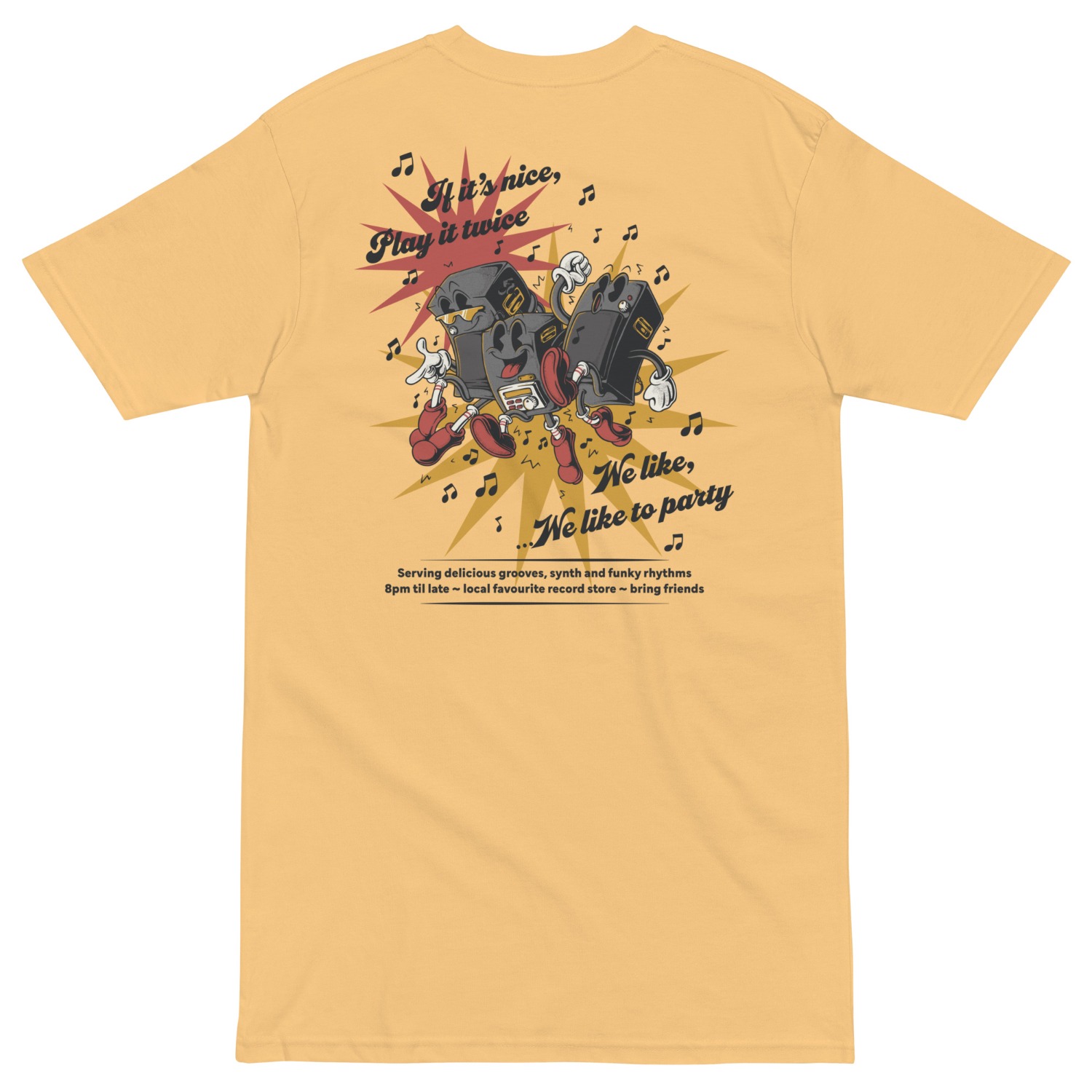 Anchor & Crew Gold / Yellow Vintage Gold If It's Nice Play It Twice Disco! Heavy Cotton Embroidered T-shirt - Wome In Yellow