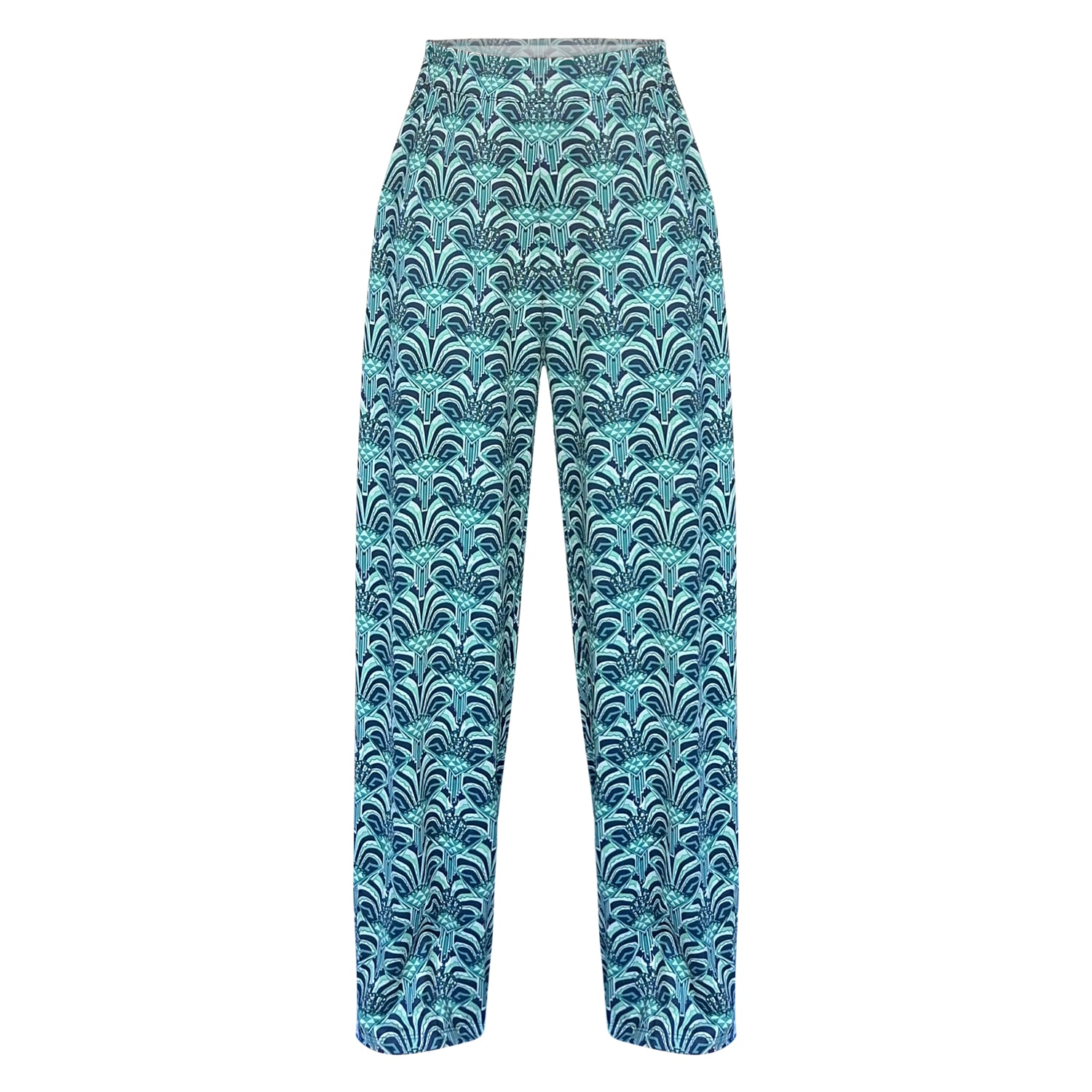 Swaay Women's Black / Grey Wide Leg Trouser Pant High Waist With Pockets Green Black Medusa Print In Black/grey