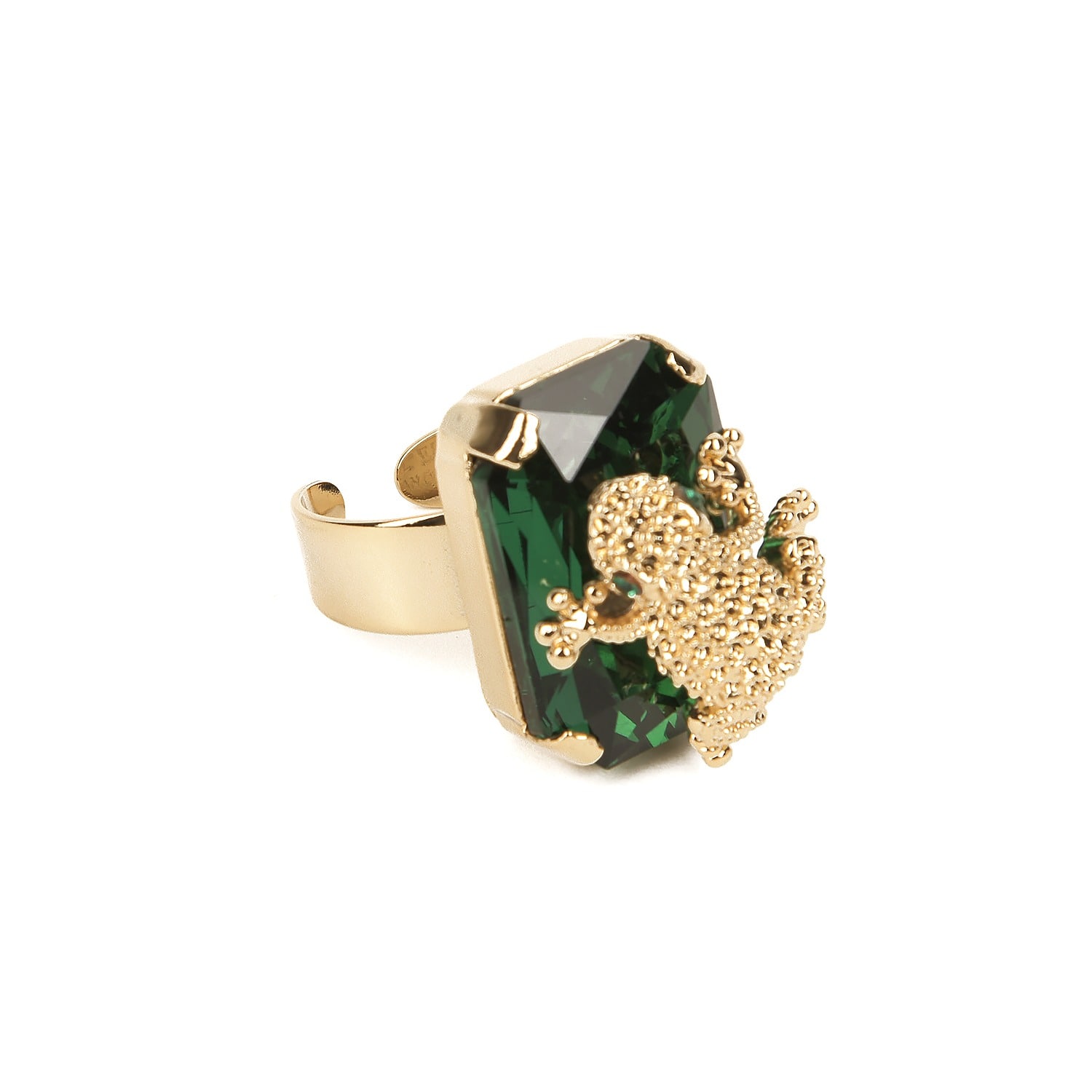 Addicted2 Women's Green / Gold Celeste Ring Made Of Emerald-green Crystal With A Frog On Top In Multi