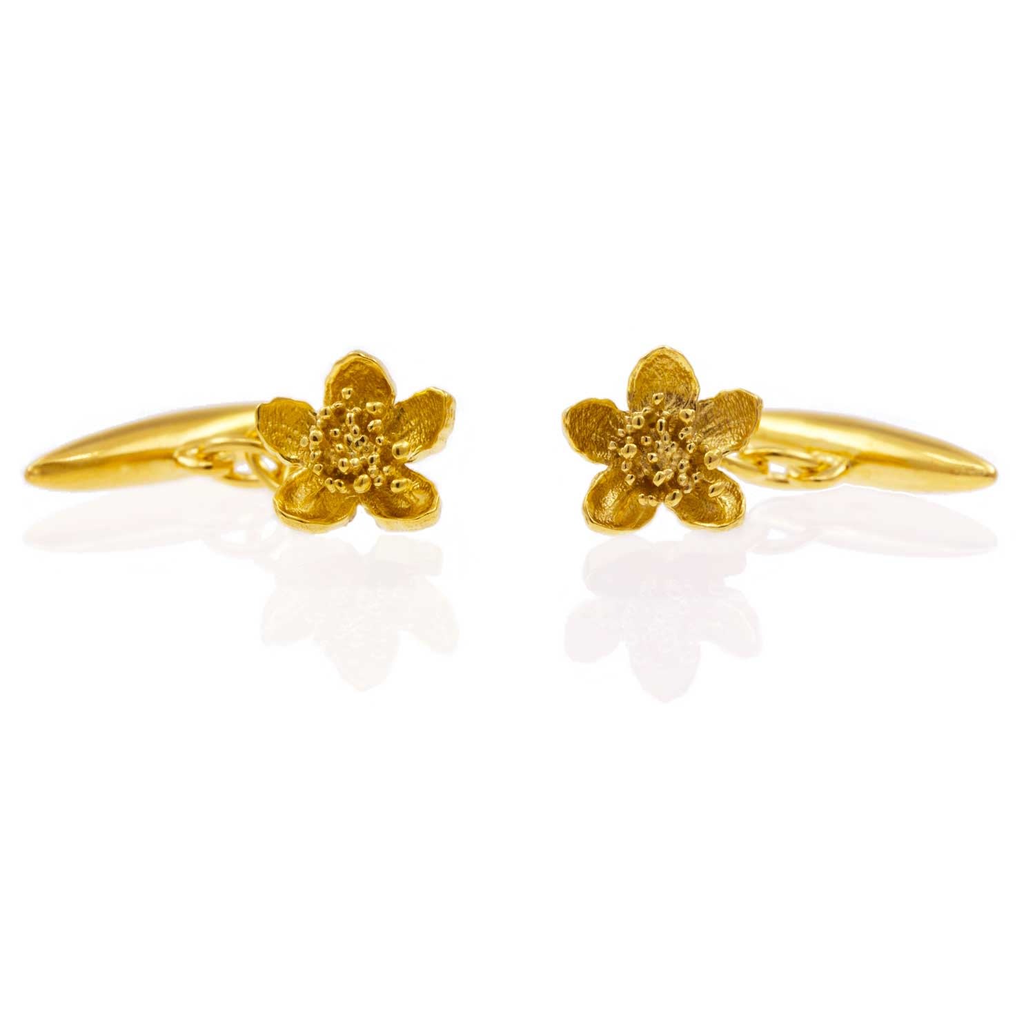 Lee Renee Men's Neutrals / Gold Cherry Blossom Cufflinks - Gold, Neutrals