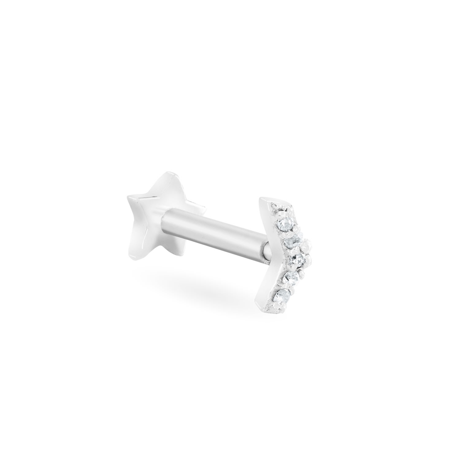 Women’s White Gold Diamond Chevron Threaded Single Stud Wolf and Zephyr