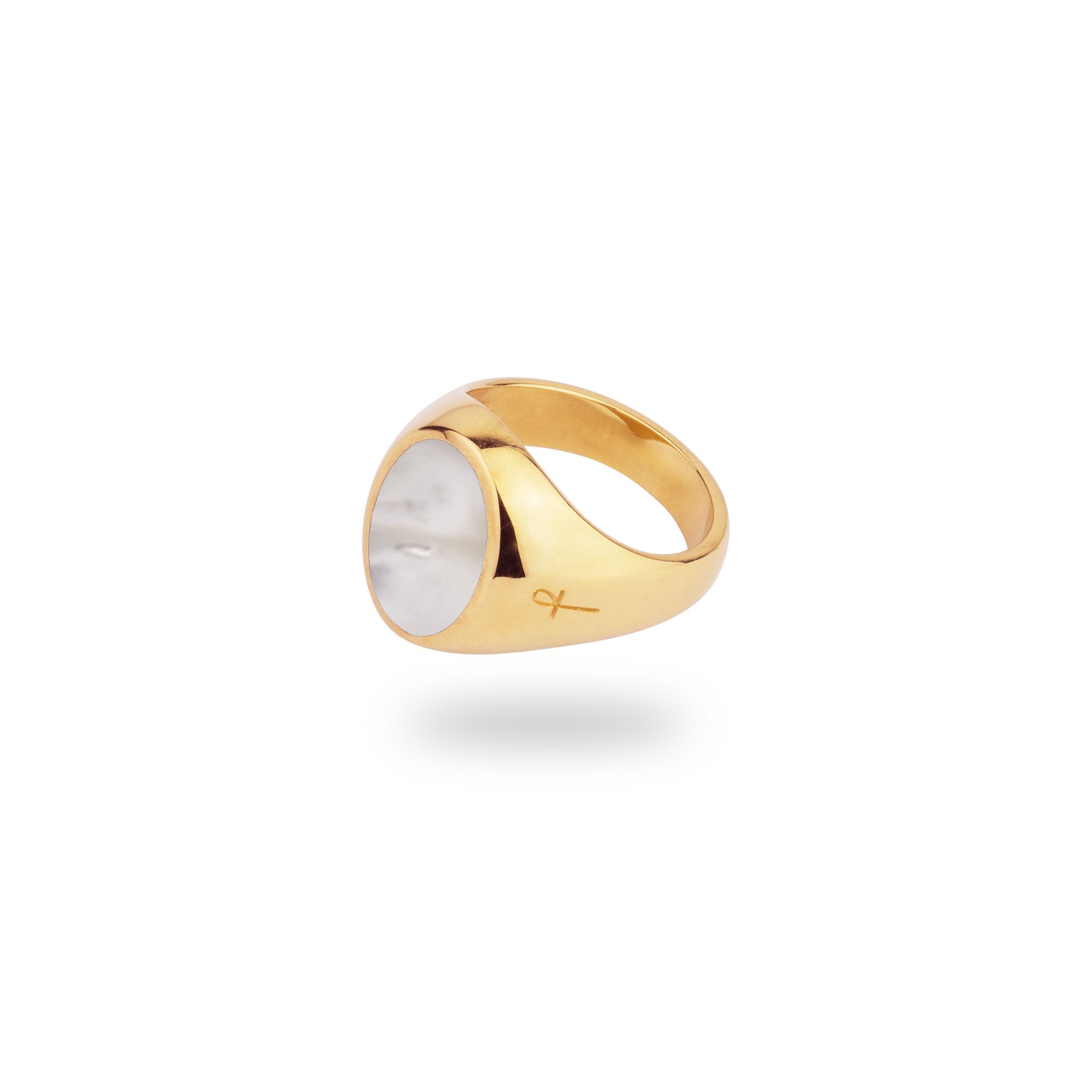 Women’s Gold Mother Of Pearl Oval Stone Ring Phira London