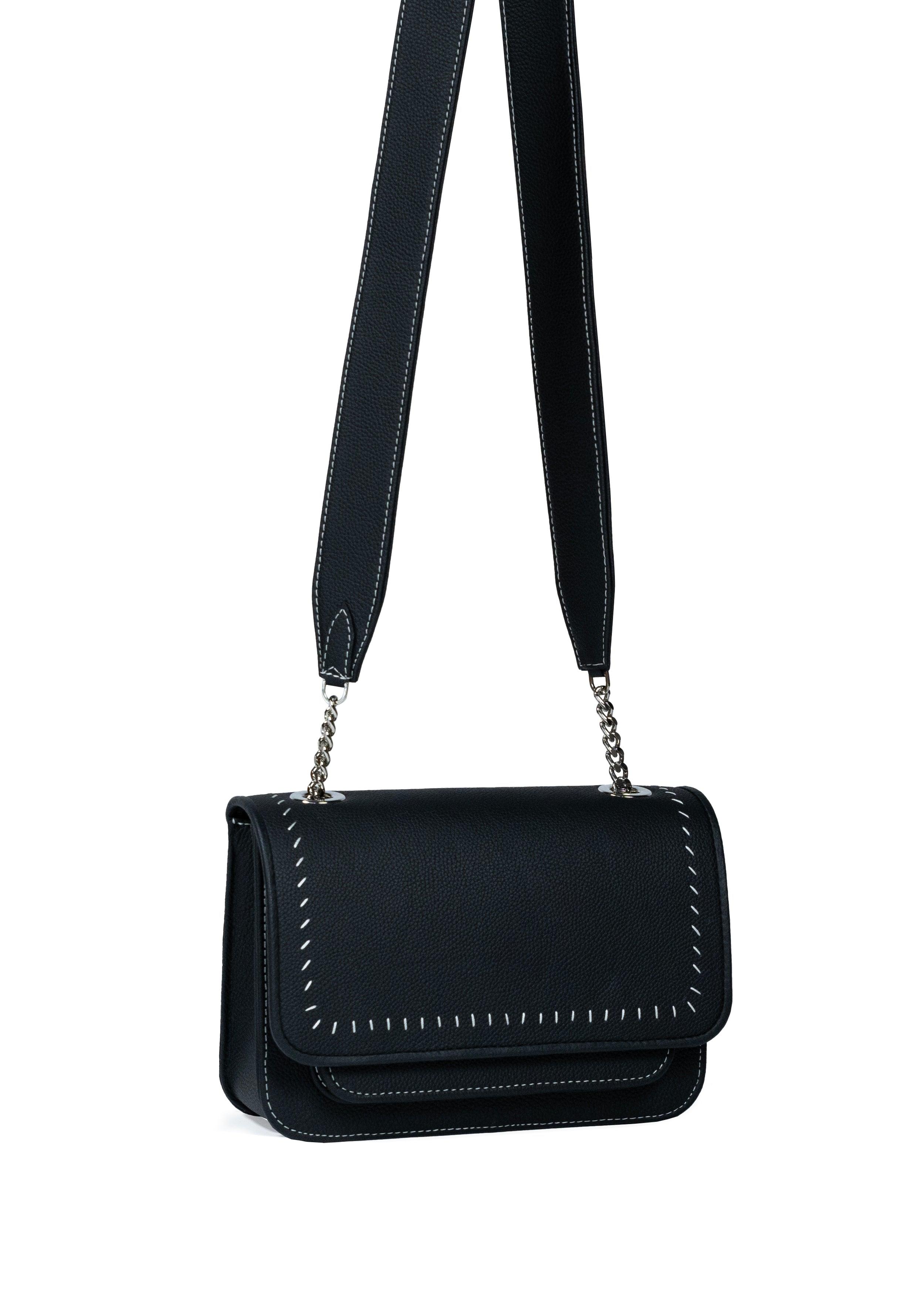 Vaskala Women's Black / White Midi Bag Black With Thread