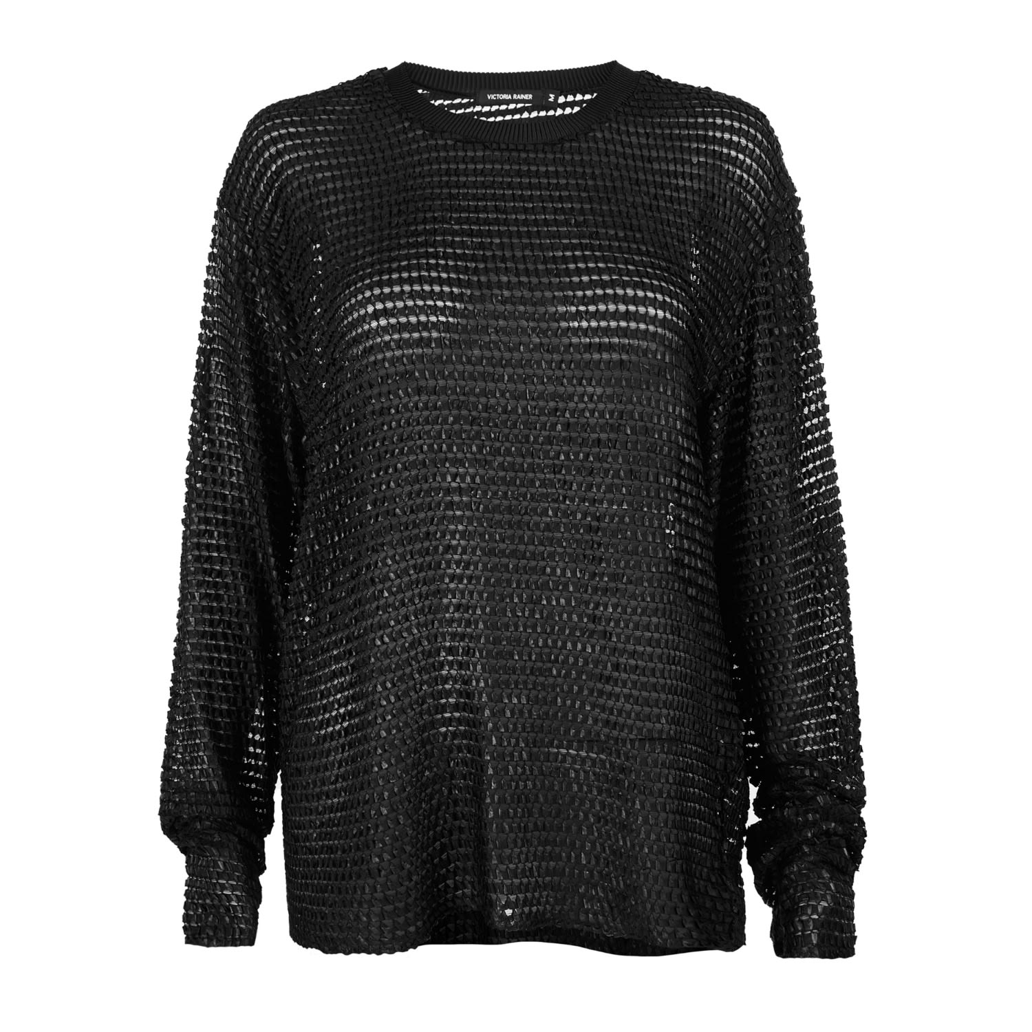 Victoria Rainer Women's Unisex Mesh Sweater Black In Black