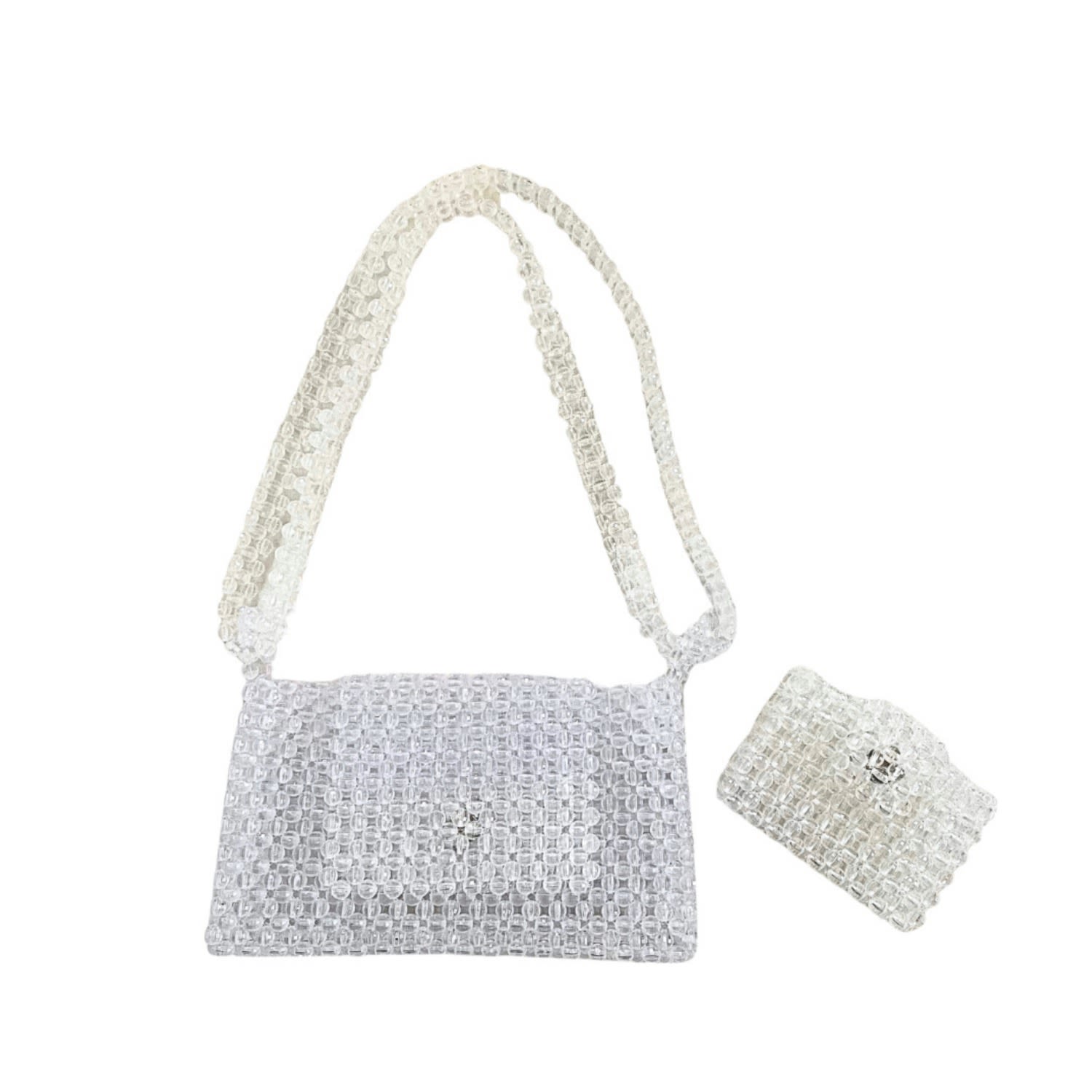 Pink Haley Women's Addison Beaded Crossbody Clutch And Matching Card Case In Clear Jelly White In White