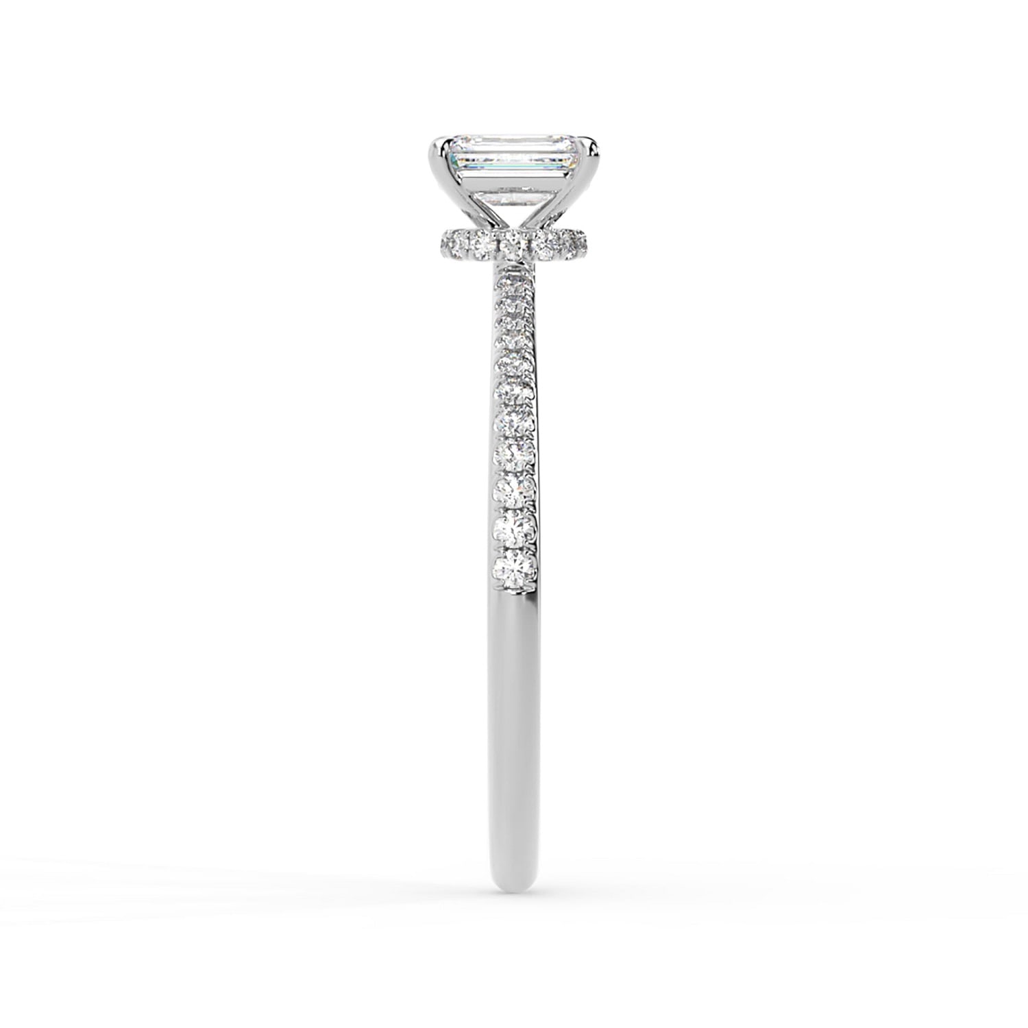 Artisan Women's Emerald Cut Lab Grown Diamond Ring In White Gold