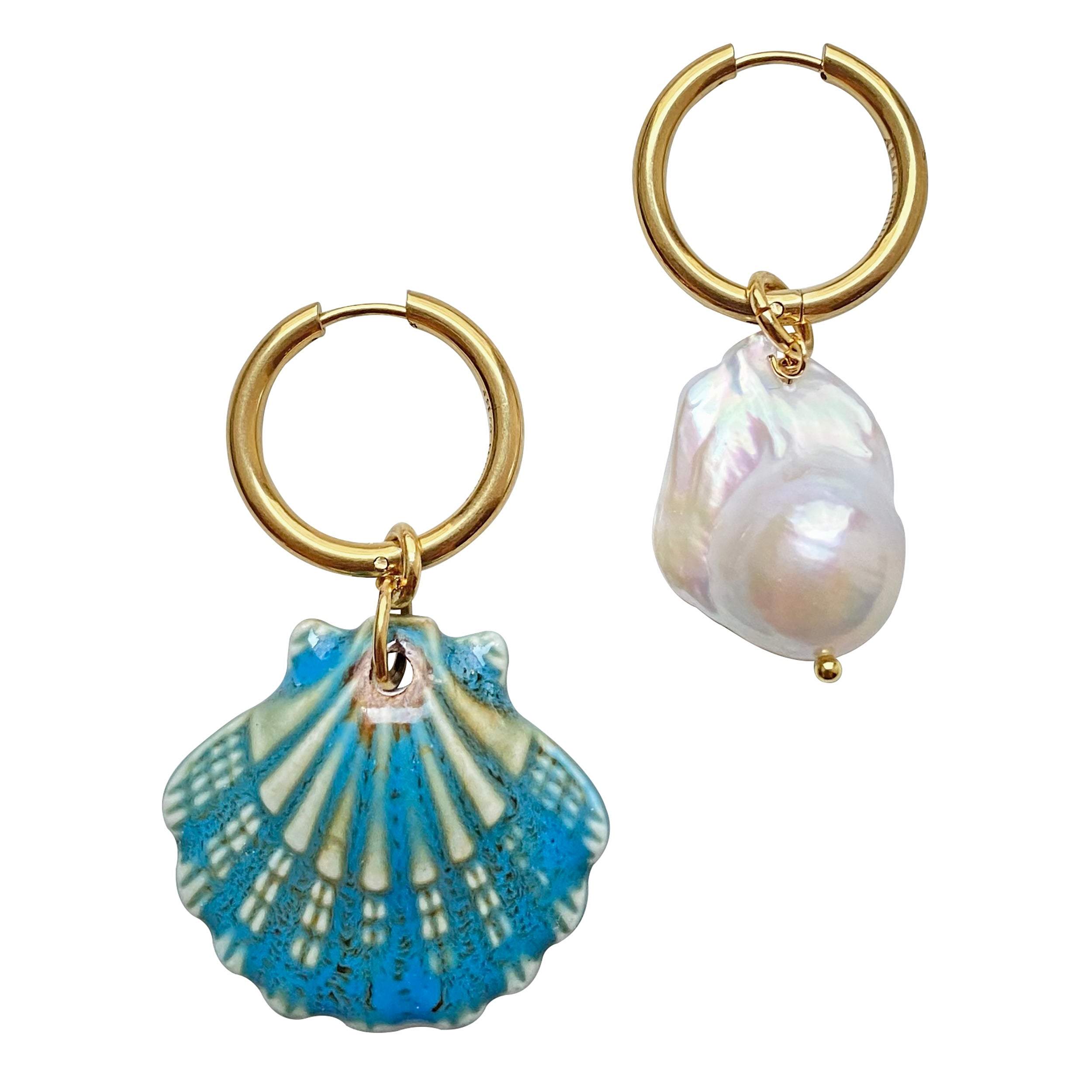 Smilla Brav Women's Gold / Green / White Earrings Puglia