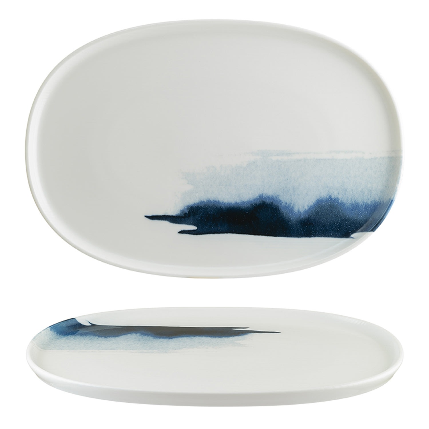 Blue Wave Porcelain Platter Decorated Oval 13.25" X 9.25" X 0.75" One Size Turgla Home