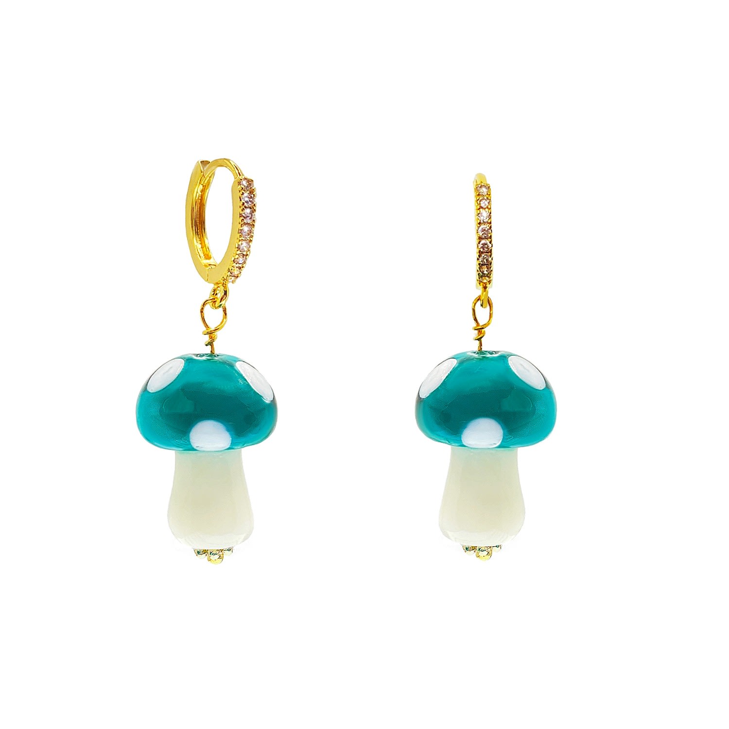 Ninemoo Women's Green Mushrooms Hoops Earring - Poison