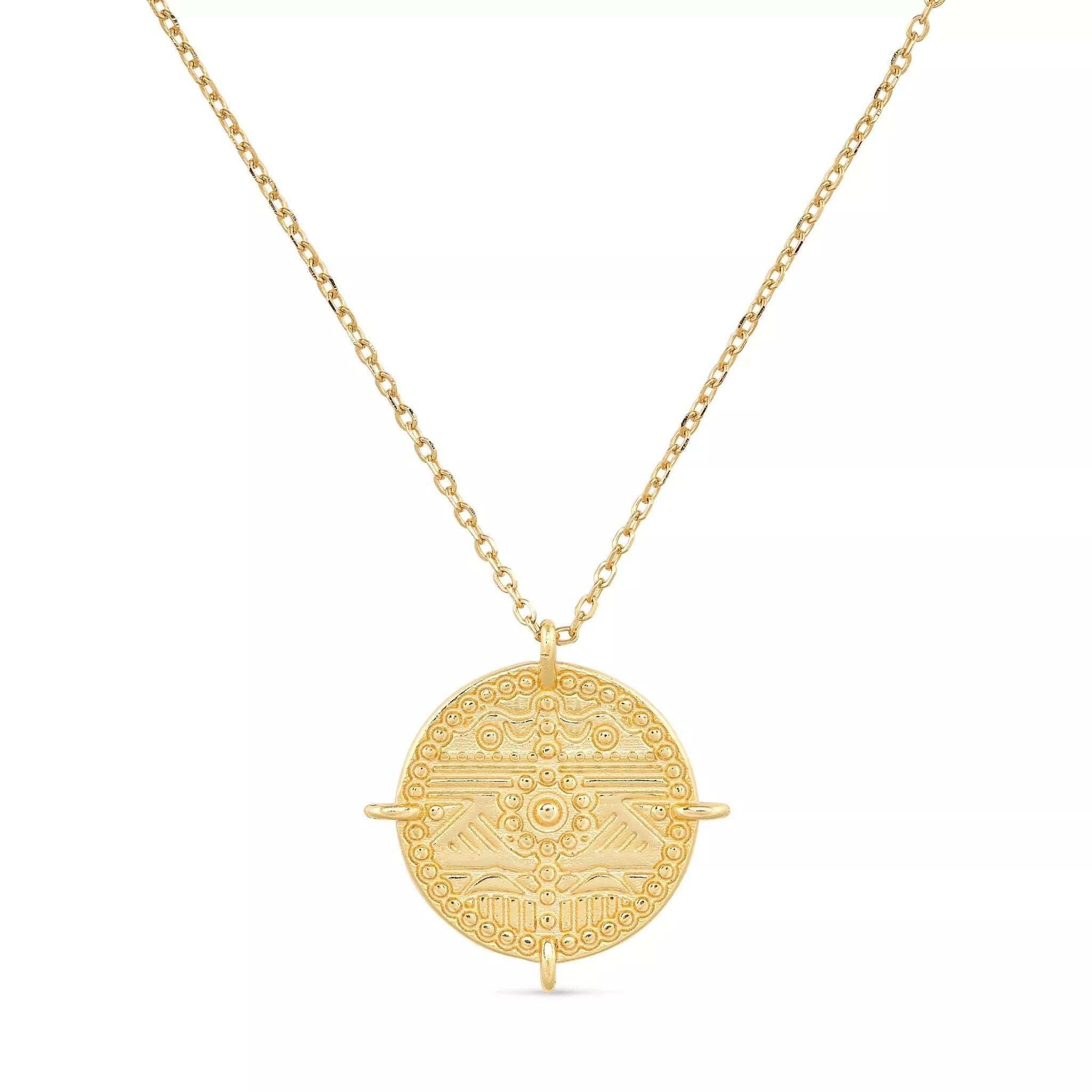 Elk & Bloom Women's Chunky Gold Aztec Coin Medallion Necklace In Gold