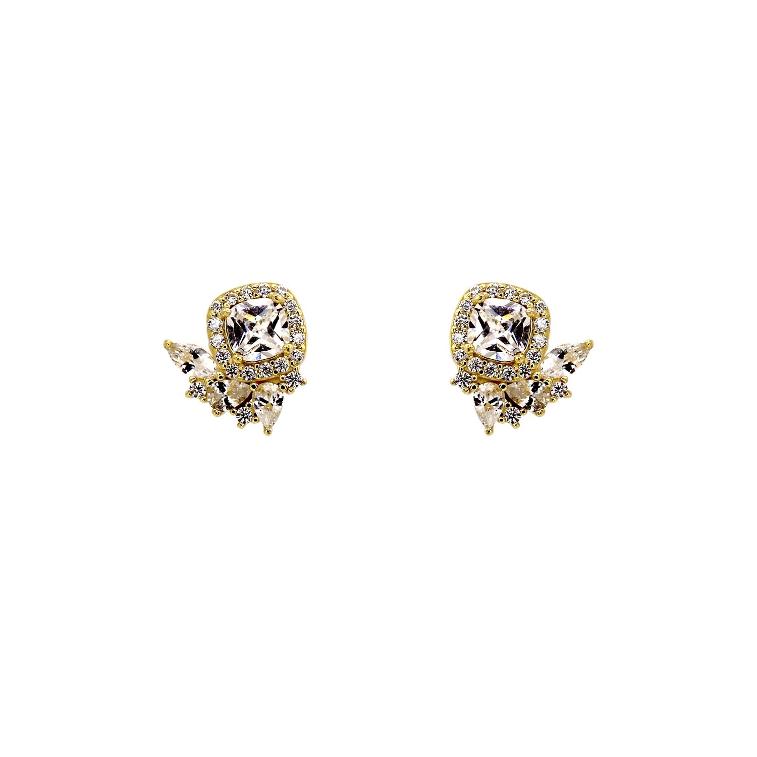Vicstonenyc Fine Jewelry Women's Unique Sparkling Gold Vermeil Stud Earrings