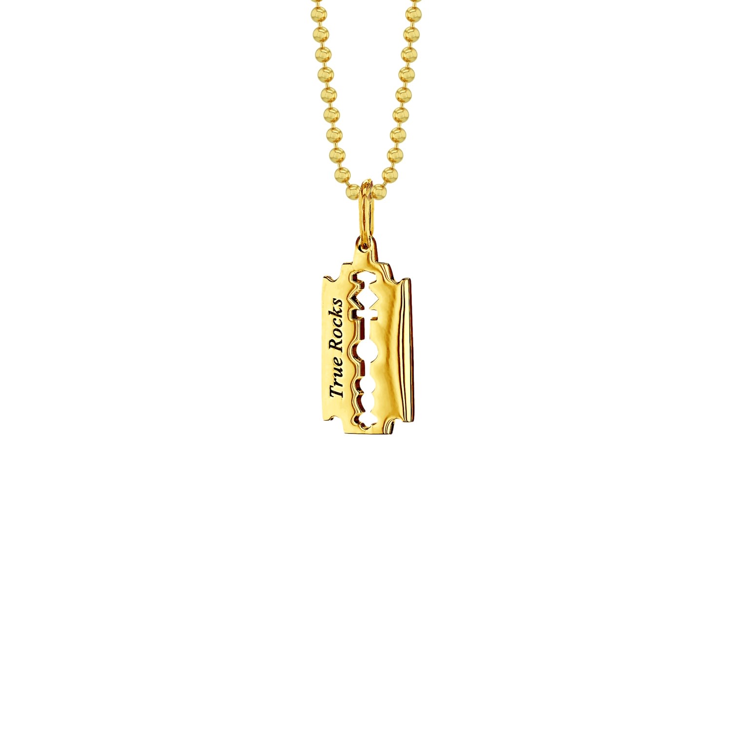True Rocks Women's 18kt Gold-plated Razor Blade Pendant On Bead Chain