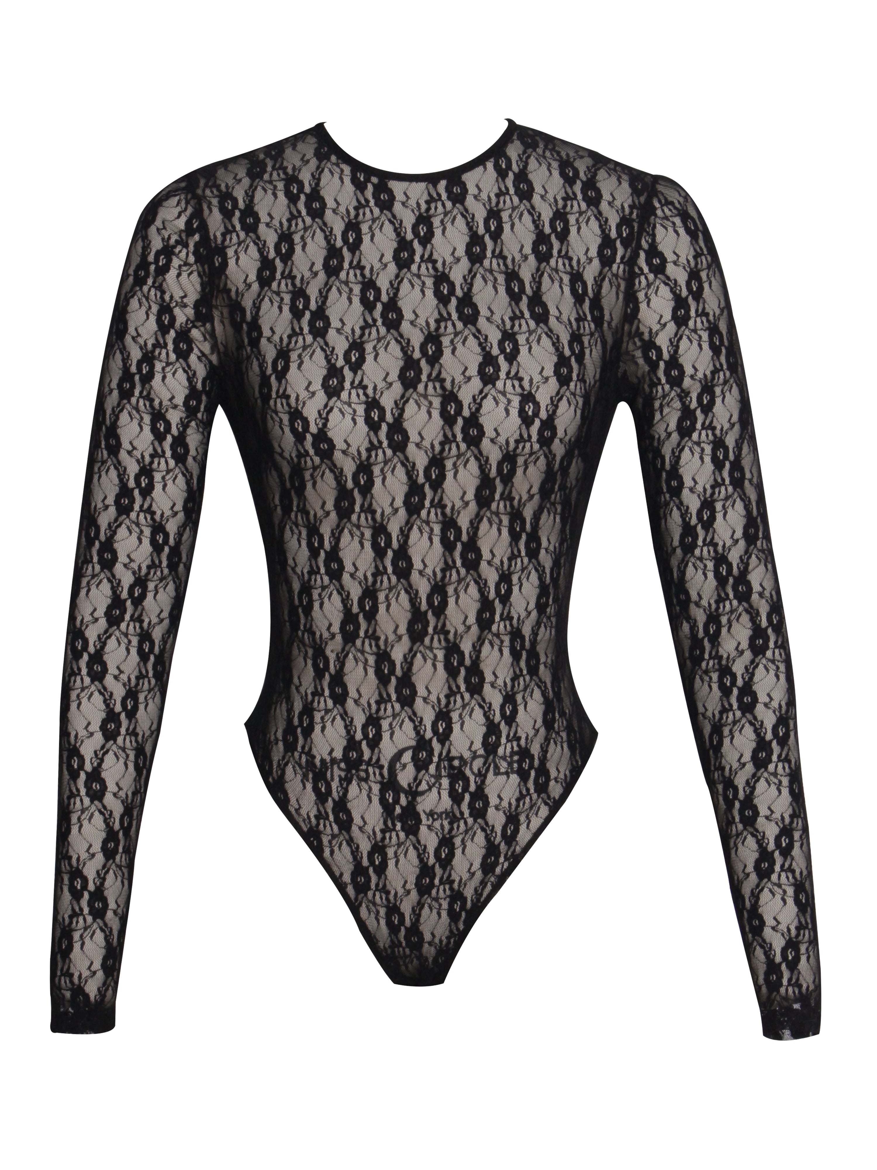 Miss Circle New York Women's Maisie Black Lace Long Sleeve Bodysuit In Black