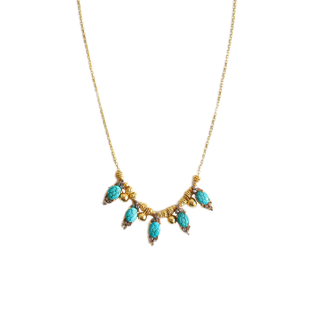 Sherie Boutik Women's Turquoise Charm Pavé Necklace