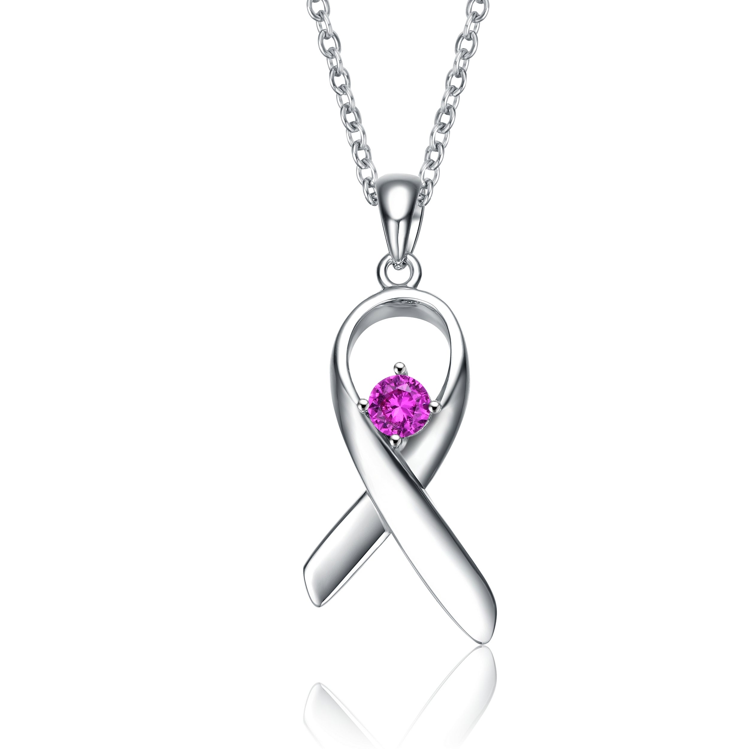 Women’s Pink / Purple / White Rachel Glauber Teens-Young Adults Stunning White Gold Plated Purple Stone In Infinity Pendant Genevive Jewelry