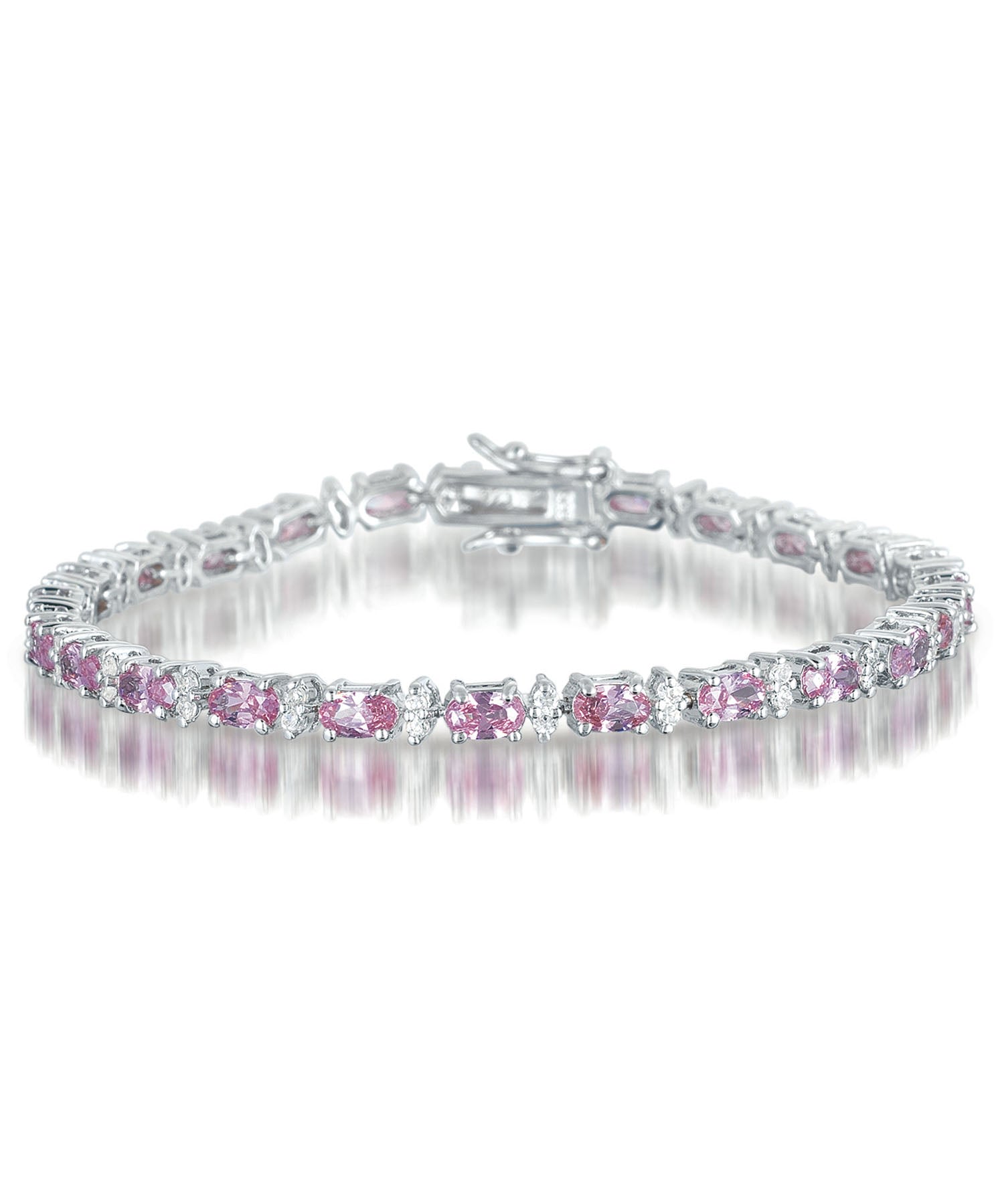 Women’s Pink / Purple / Silver Classic Malibu Pink Tennis Bracelet Genevive Jewelry