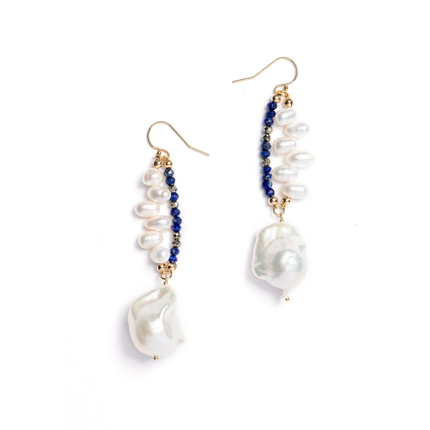 Women’s Blue / Gold Baroque Pearl Lapis Lazuli Earrings Moni