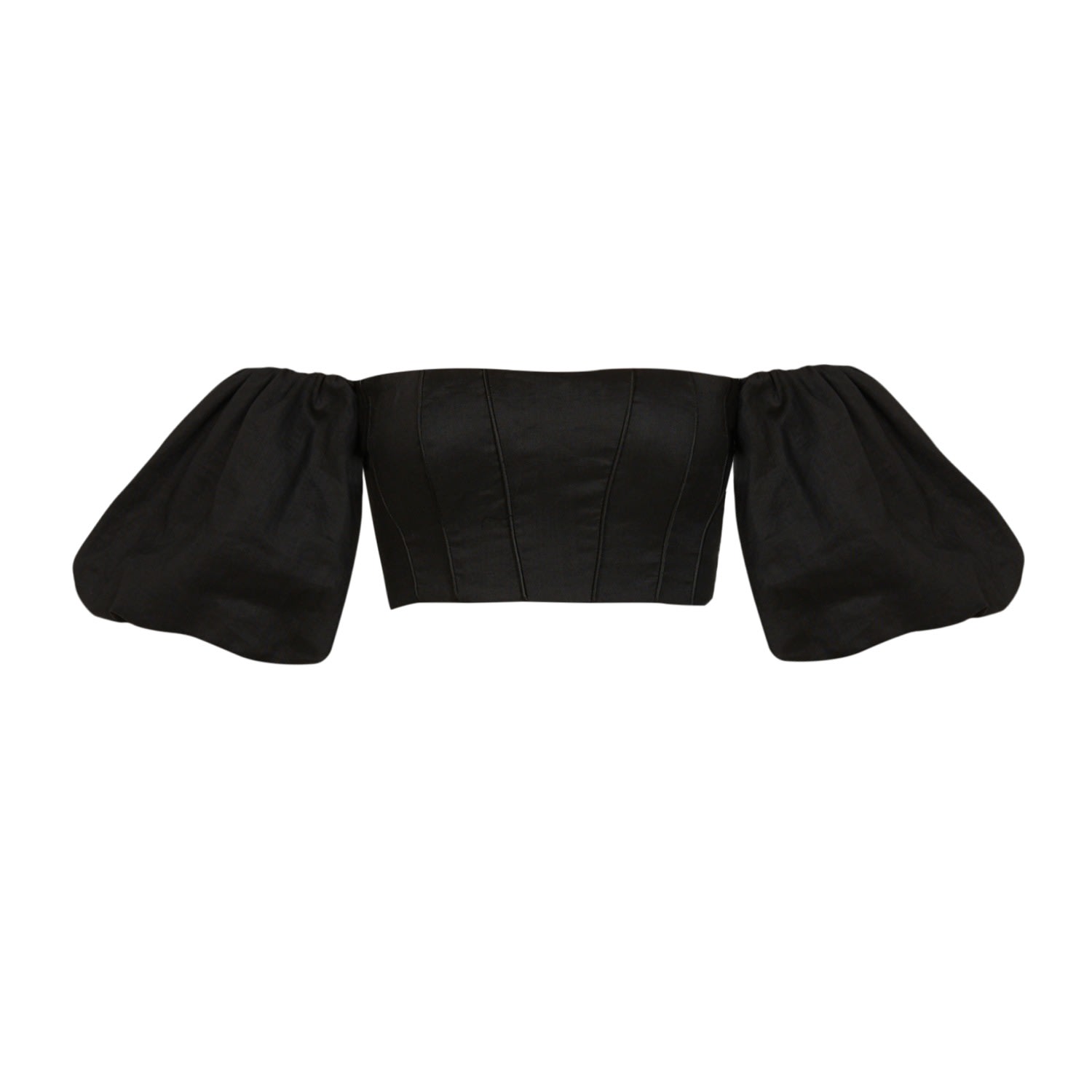 Women’s Balloon Sleeve Crop Top - Black Medium Avenue 8