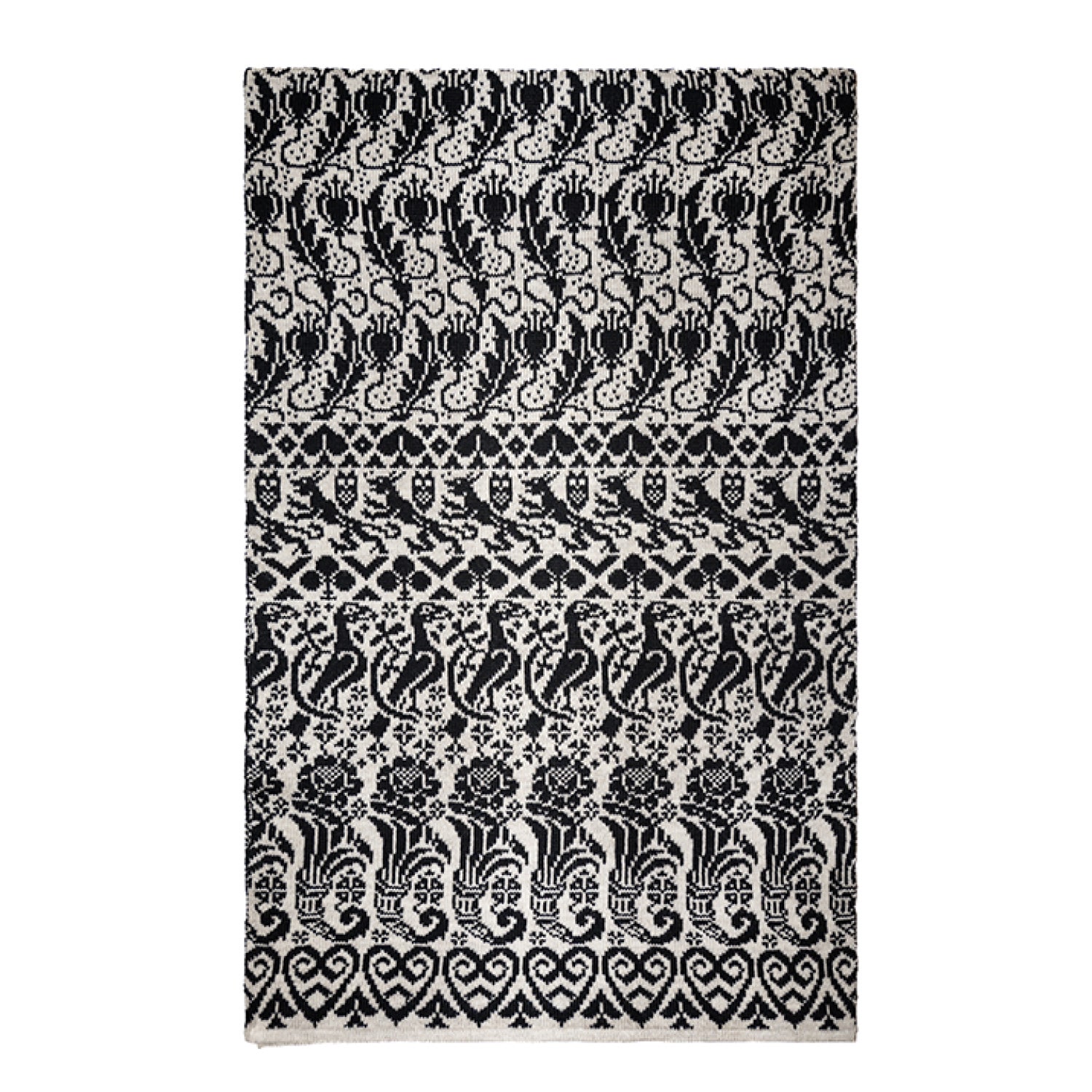 Handmade In Bridge Women's Black / White "alice Knitted Fair Isle Merino Shawl"