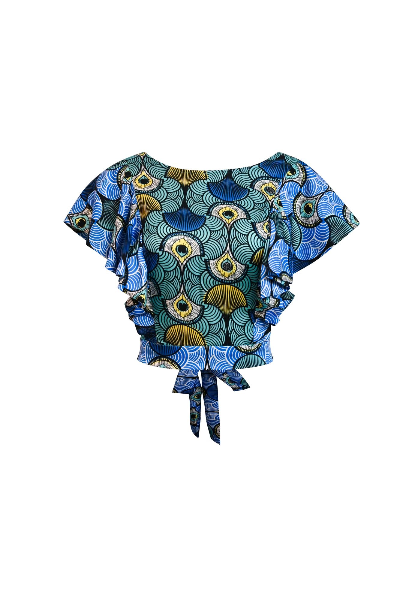 Women’s Blue / Gold Osith Back Tie Crop Top - Blue & Teal Ewa Naibu - Oa Og Tropicana Small Oliveankara