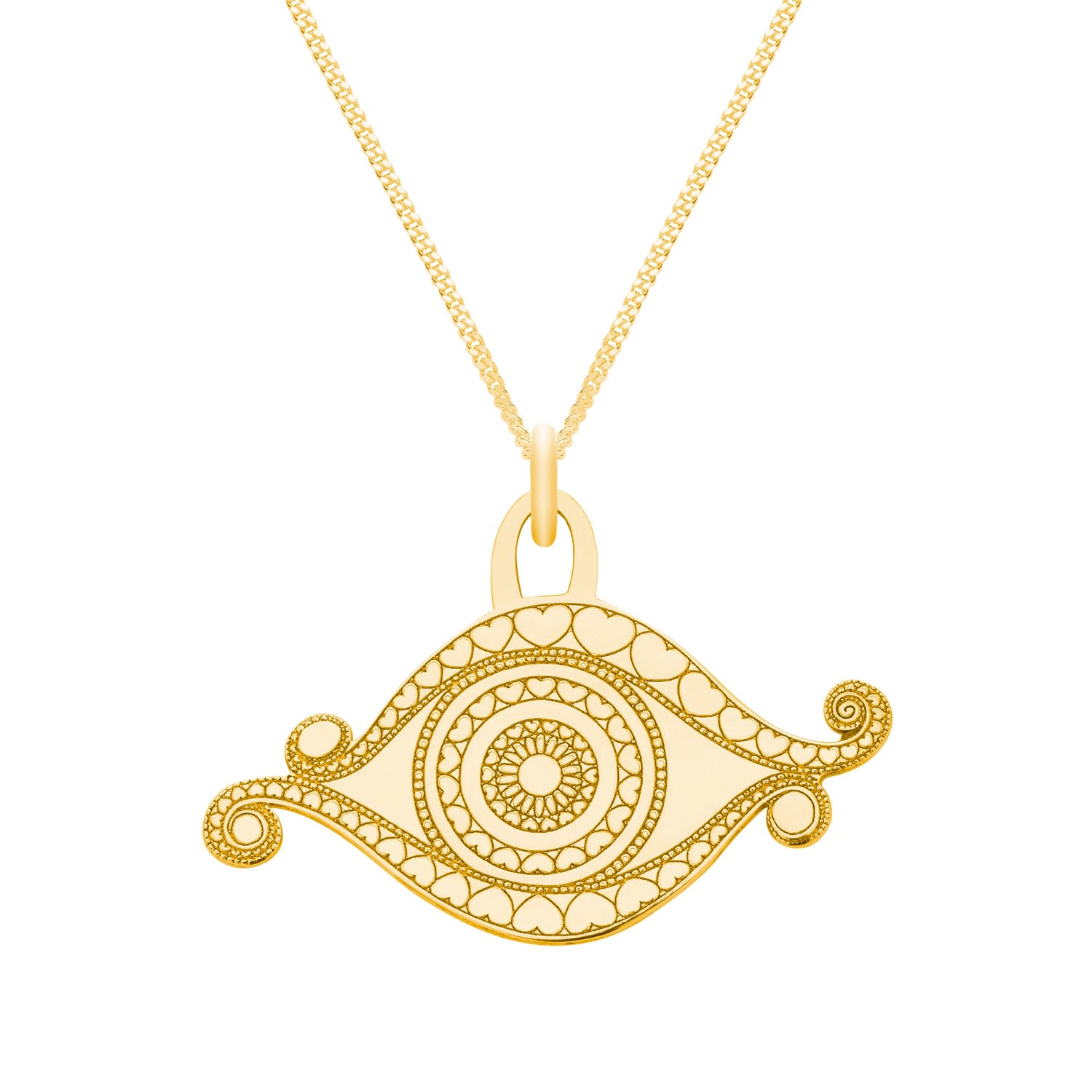 Cartergore Women's Small Gold Evil Eye Pendant Necklace