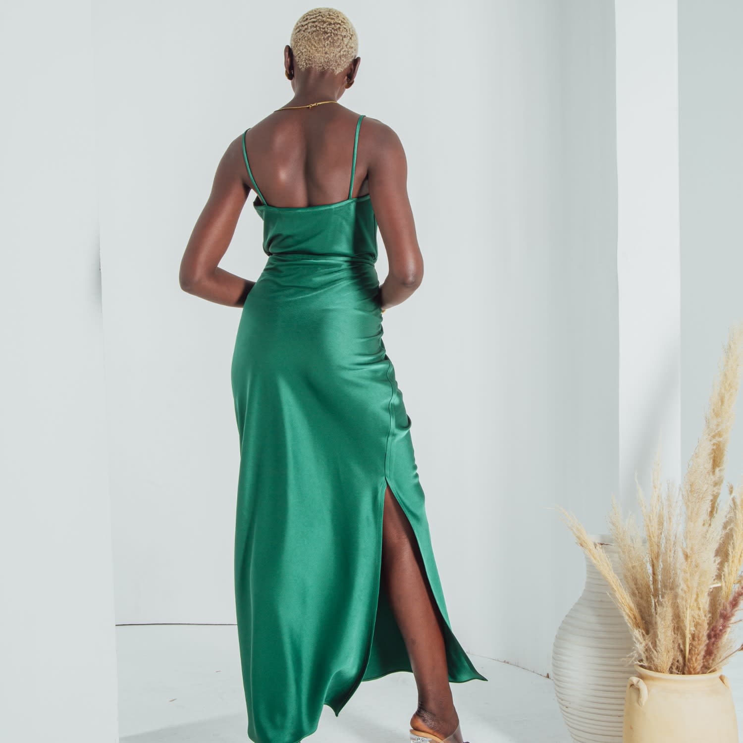 Emerald Green Silk Satin Suit – GINTA